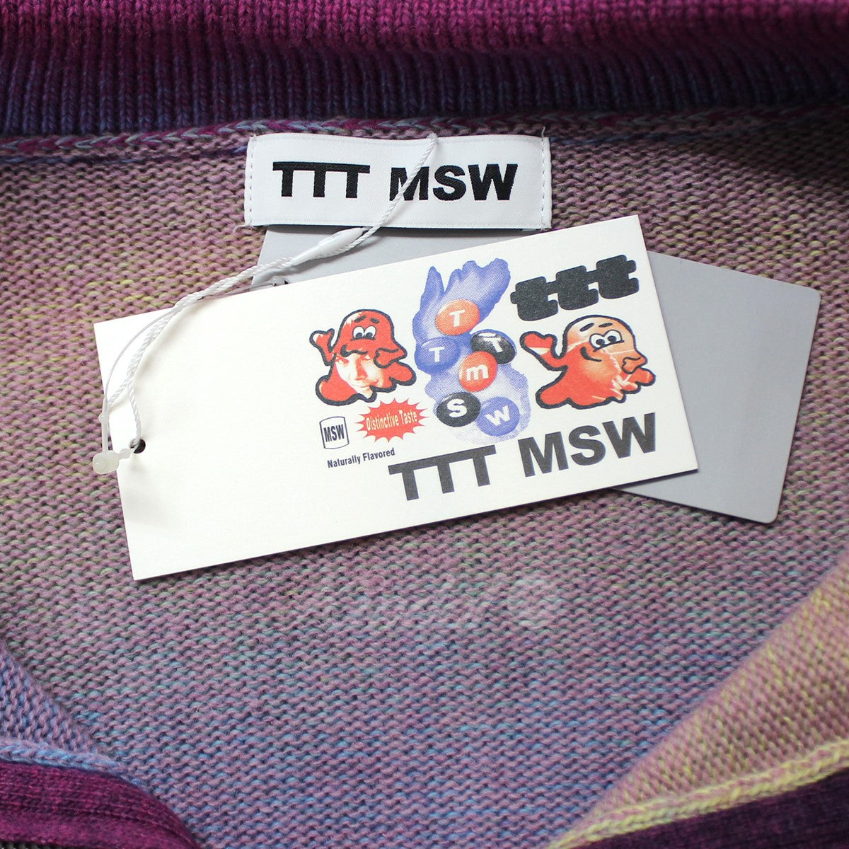 TTT MSW(ティー) 22AW Kasuri Knit polo ロゴ ハーフジップ ニット 