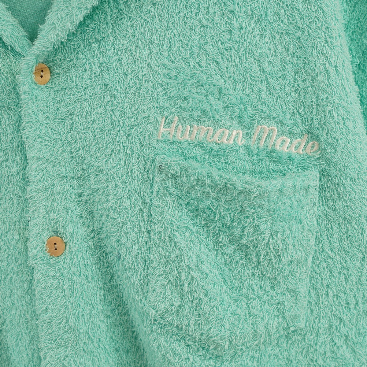 HUMAN MADE(ヒューマンメイド) 22AW Pile Shirt ロゴ 刺繍 パイル シャツ 開襟 半袖シャツ グリーン サイズ L｜【公式】カインドオルオンライン  ブランド古着・中古通販【kindal】