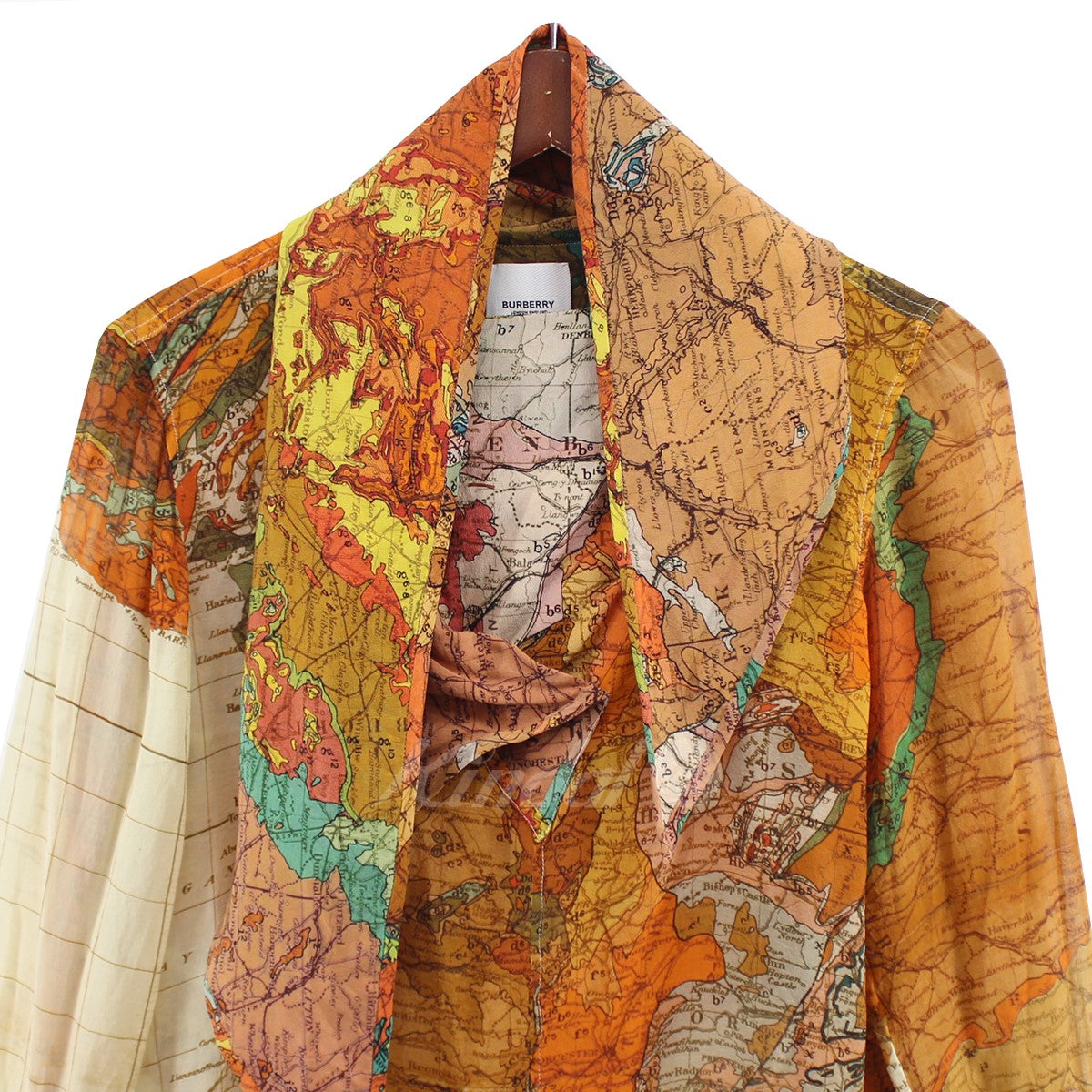 BURBERRY(バーバリー) 22AW Map Print Silk Georgette Blouse シルク 