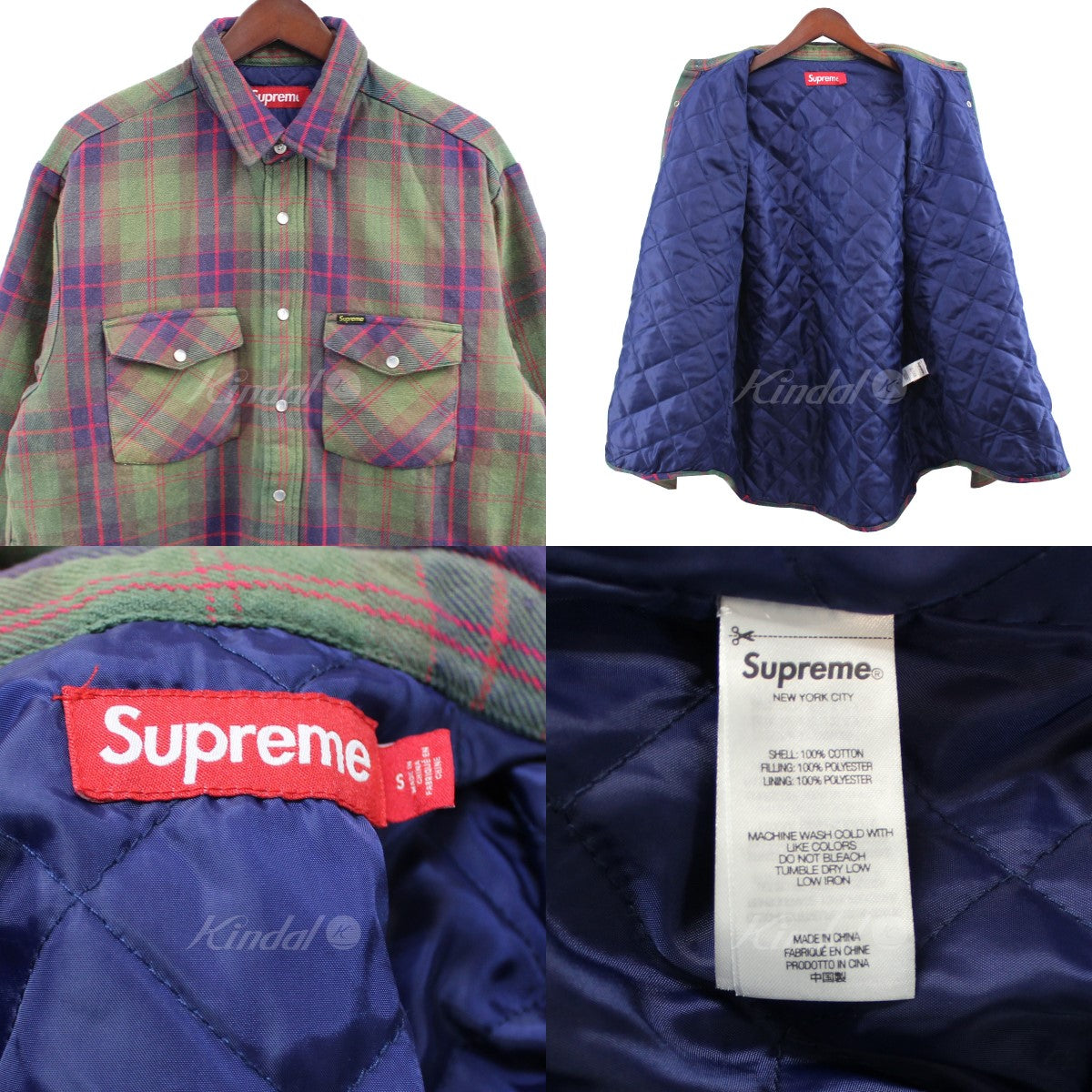 SUPREME(シュプリーム) 24SS Quilted Flannel Snap Shirt キルテッド チェック ネルシャツ