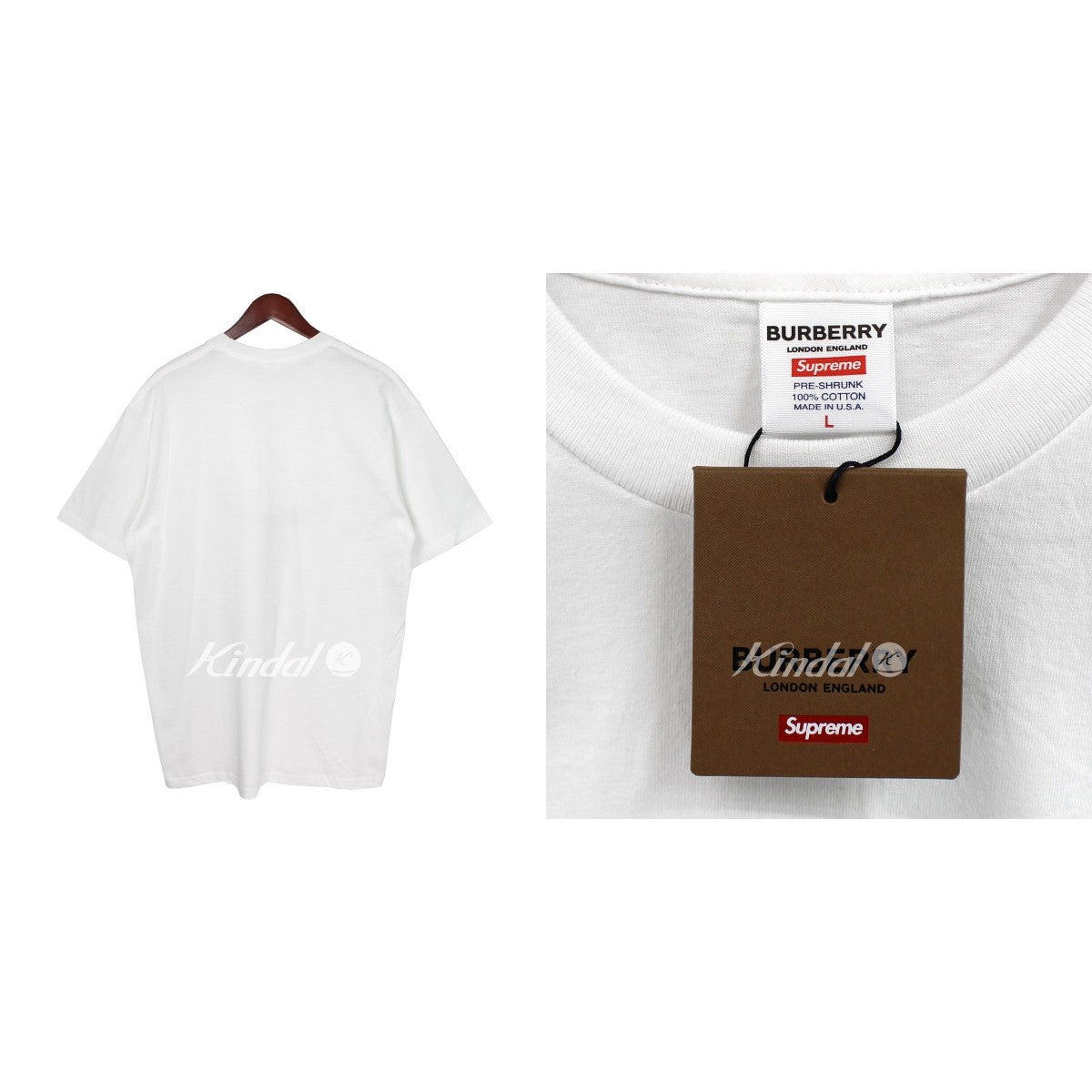 【超特価人気】supreme box logo tee バーバリー　Lサイズ Tシャツ/カットソー(半袖/袖なし)