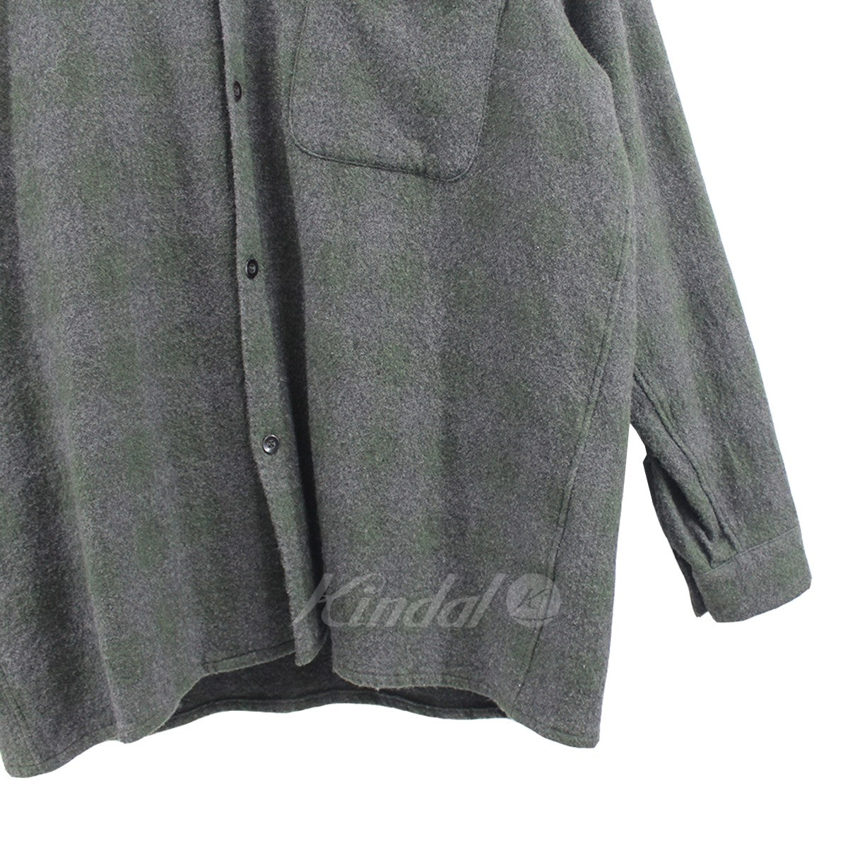 COMOLI(コモリ) 20AW ウールチェック オープンカラーシャツ カシミヤコン チェックシャツ