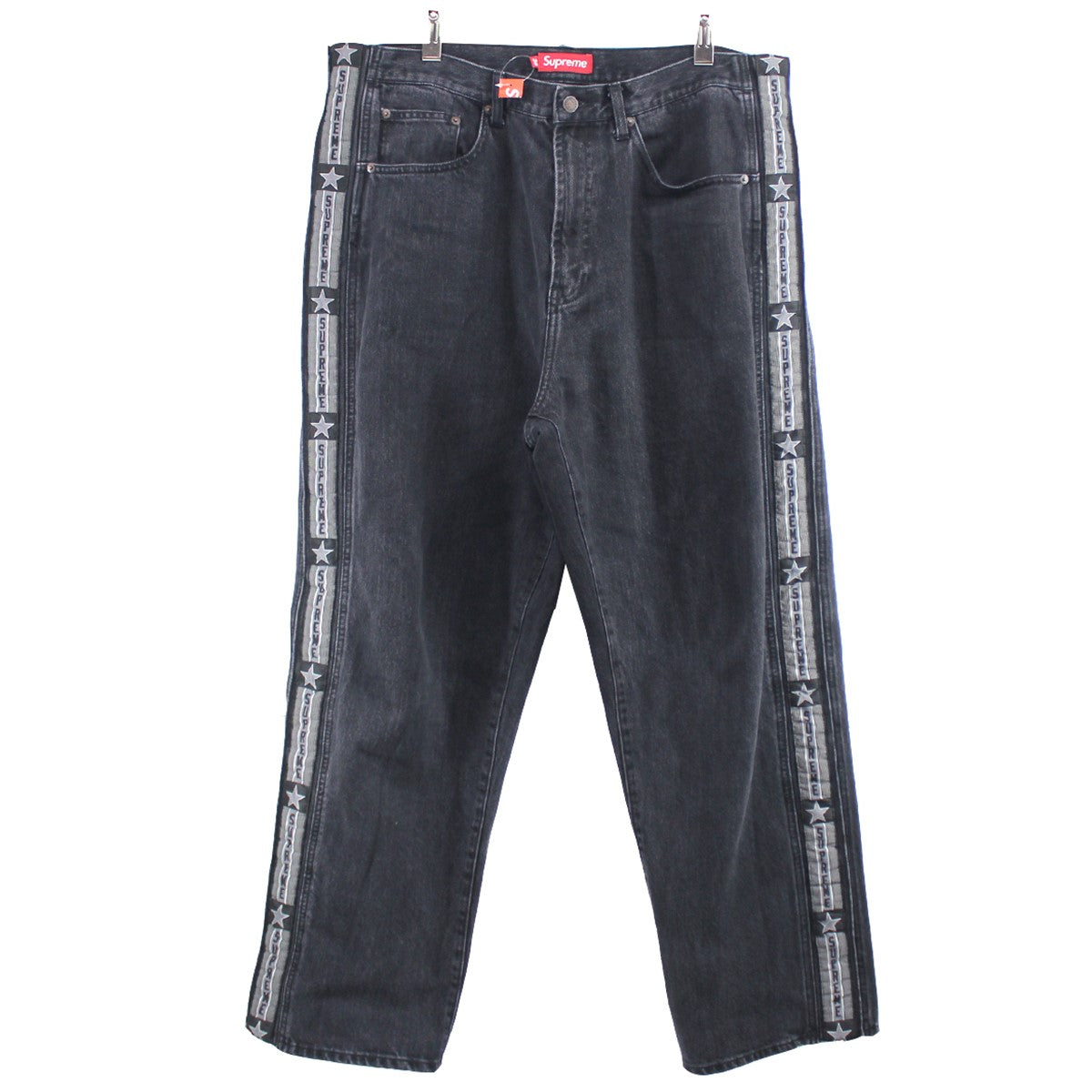 23AW Snap-Off Baggy Jean Washed Black ロゴ バギーデニム