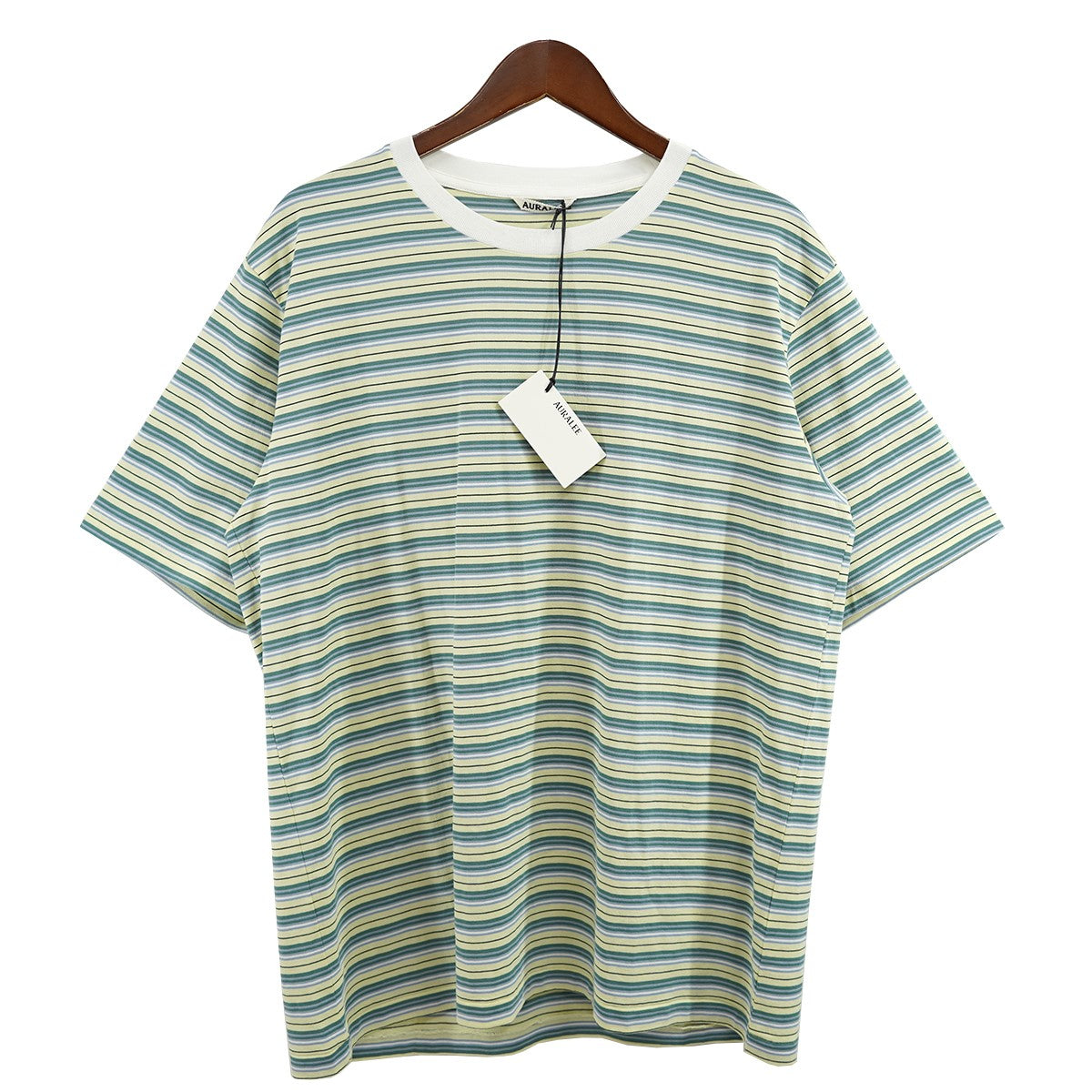 AURALEE(オーラリー) 24SS HARD TWIST COTTON BORDER TEE ボーダー Tシャツ A24ST02BR  定価22000円 ライトグリーン ボーダー サイズ 3｜【公式】カインドオルオンライン ブランド古着・中古通販【kindal】