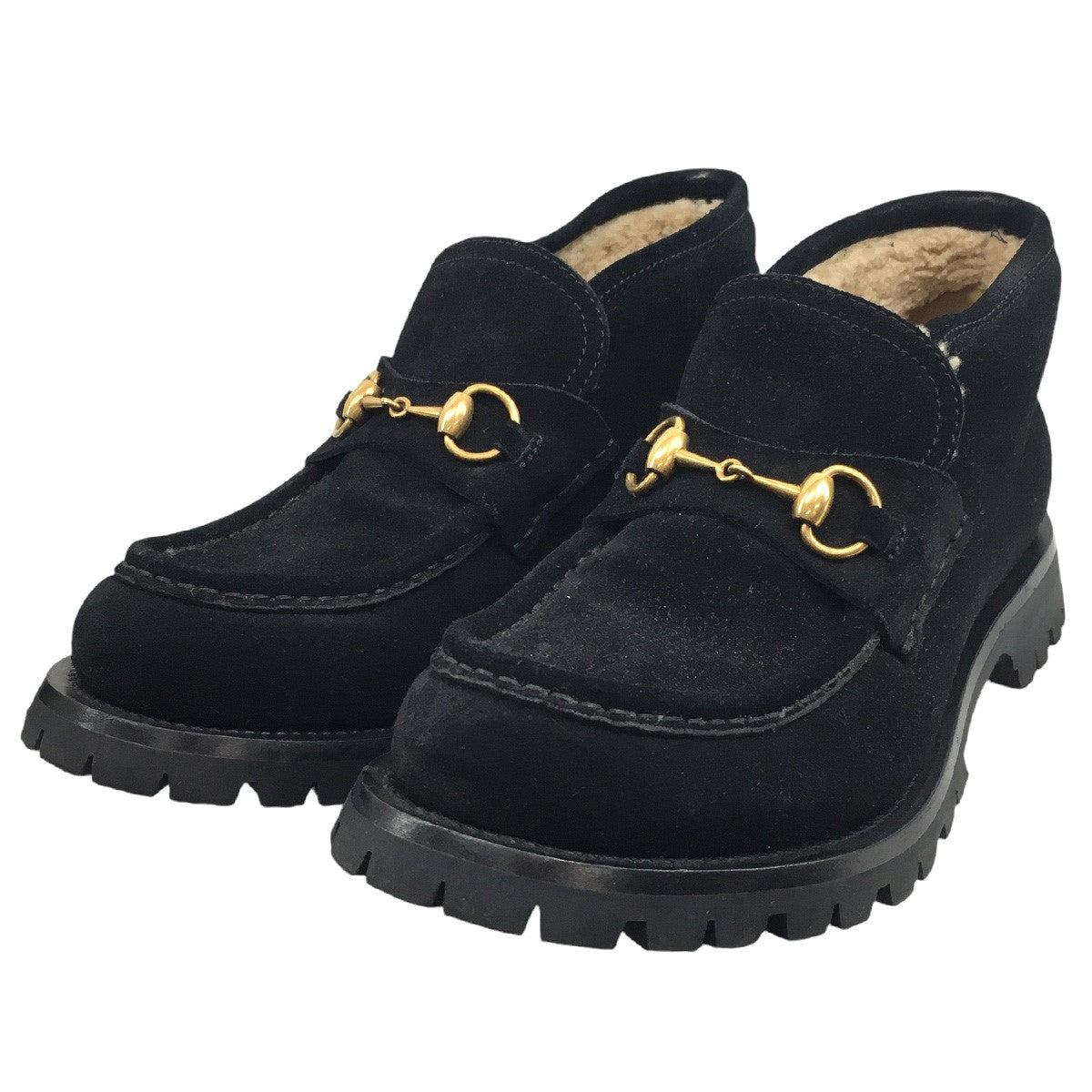 Horsebit Suede Shearling Bee Loafer Ankle Boot