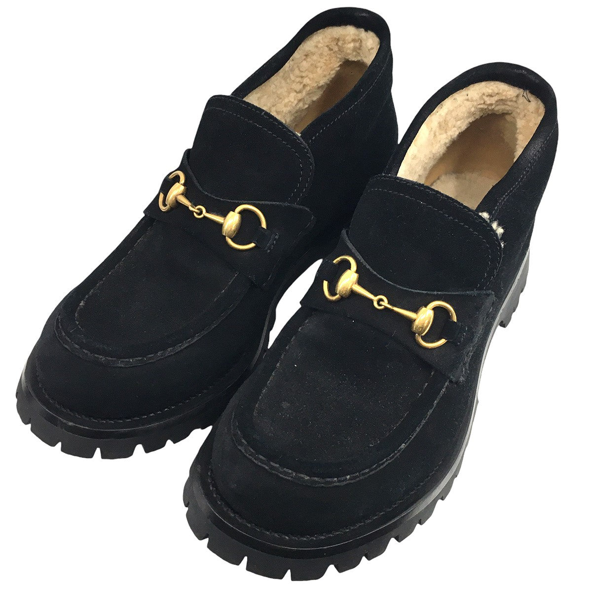 Horsebit Suede Shearling Bee Loafer Ankle Boot