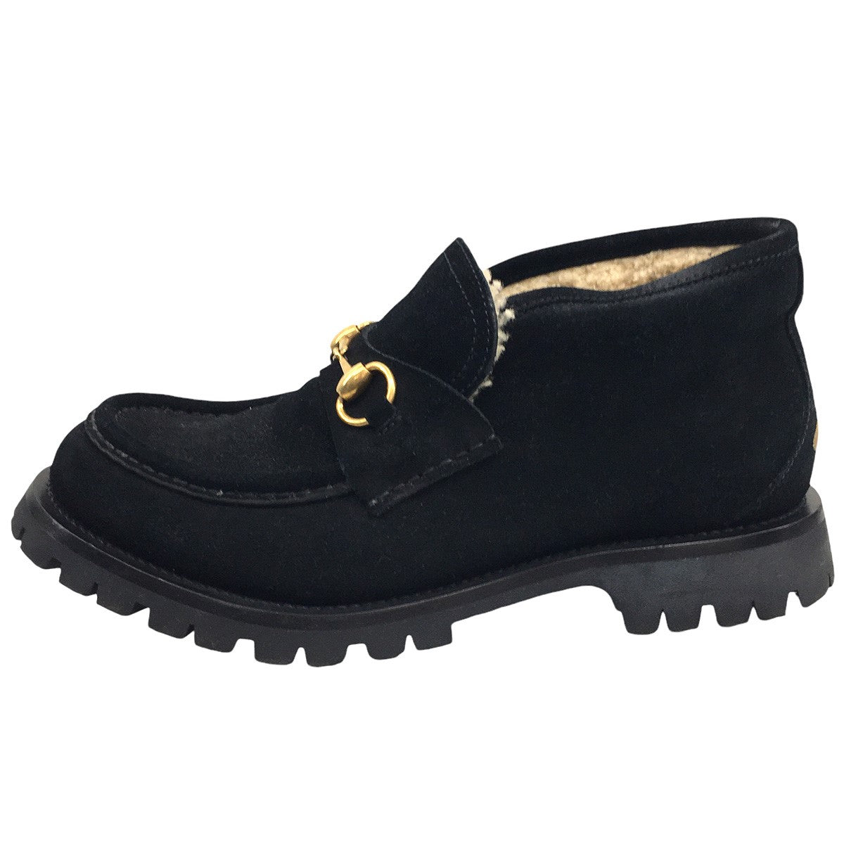 Horsebit Suede Shearling Bee Loafer Ankle Boot