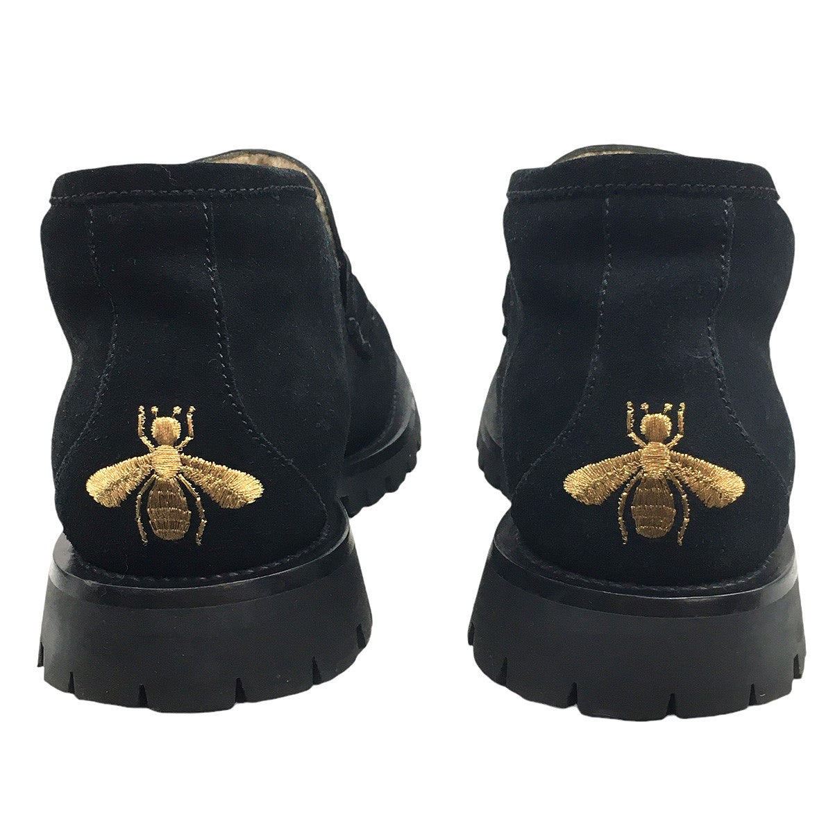 Horsebit Suede Shearling Bee Loafer Ankle Boot