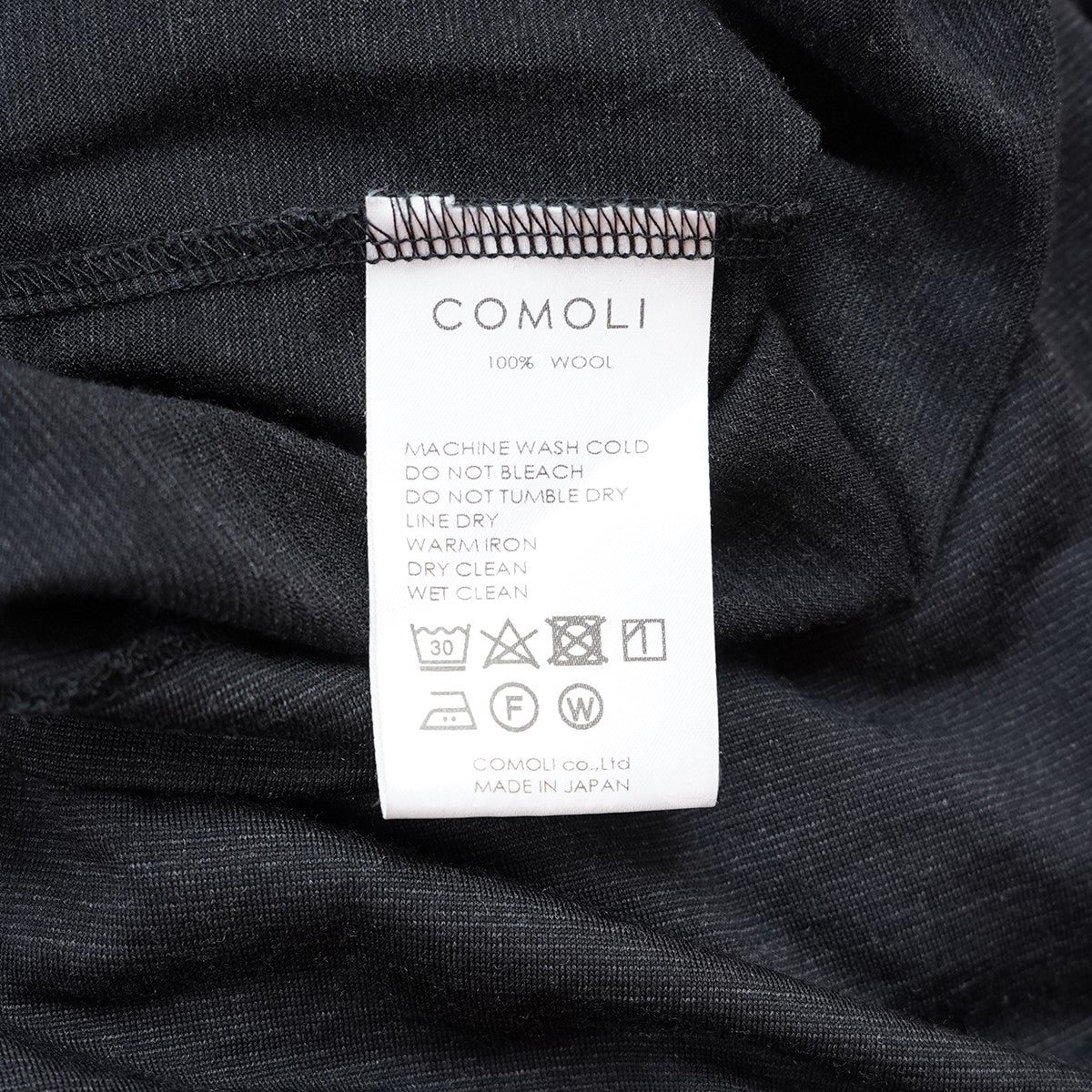 COMOLI(コモリ) 22SS ウール天竺 Tシャツ V01-05007 チャコール グレー 
