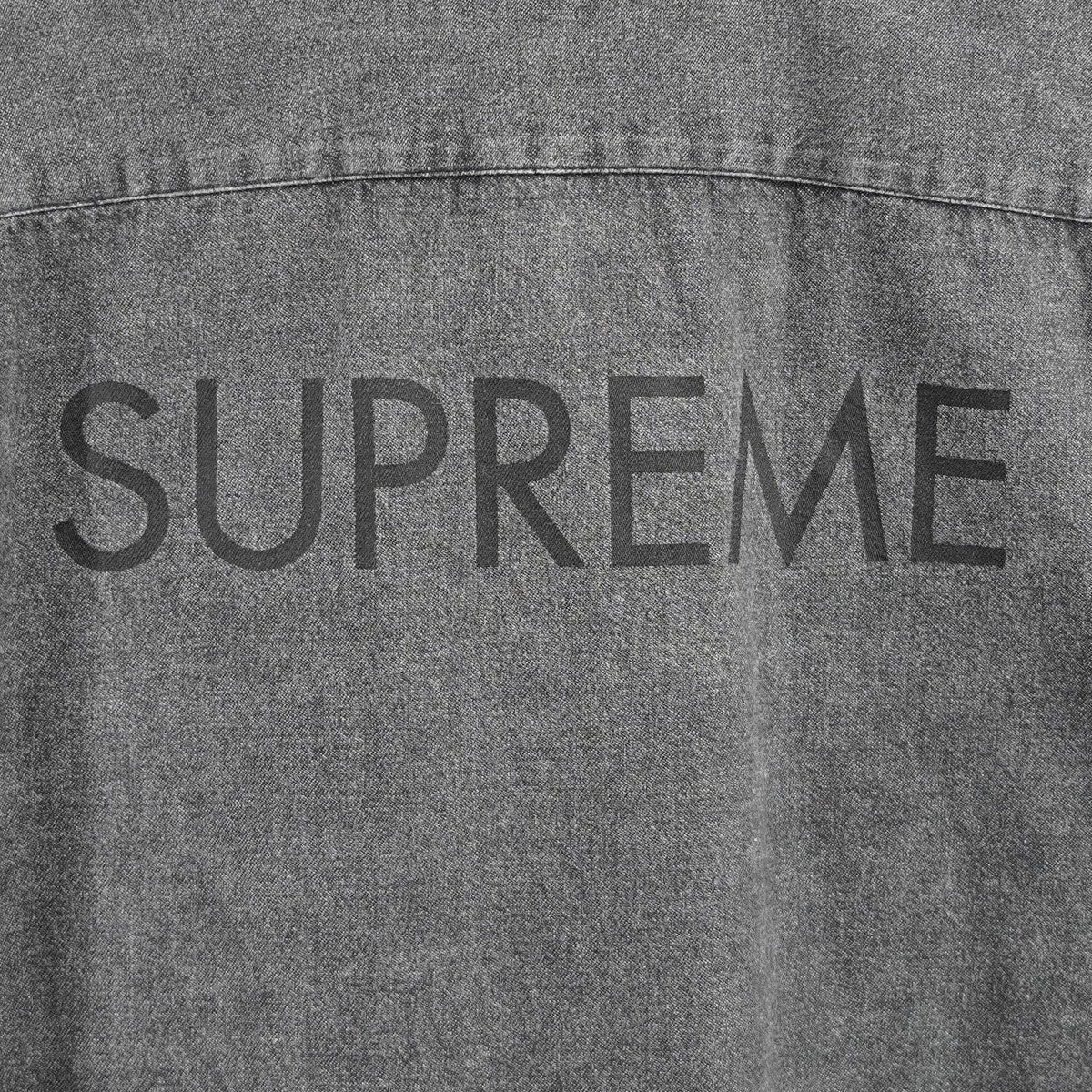 SUPREME(シュプリーム) 15SS Classic Logo Denim Shirt クラシック ロゴ デニムシャツ ブラック 実物 グレー調  サイズ 15｜【公式】カインドオルオンライン ブランド古着・中古通販【kindal】