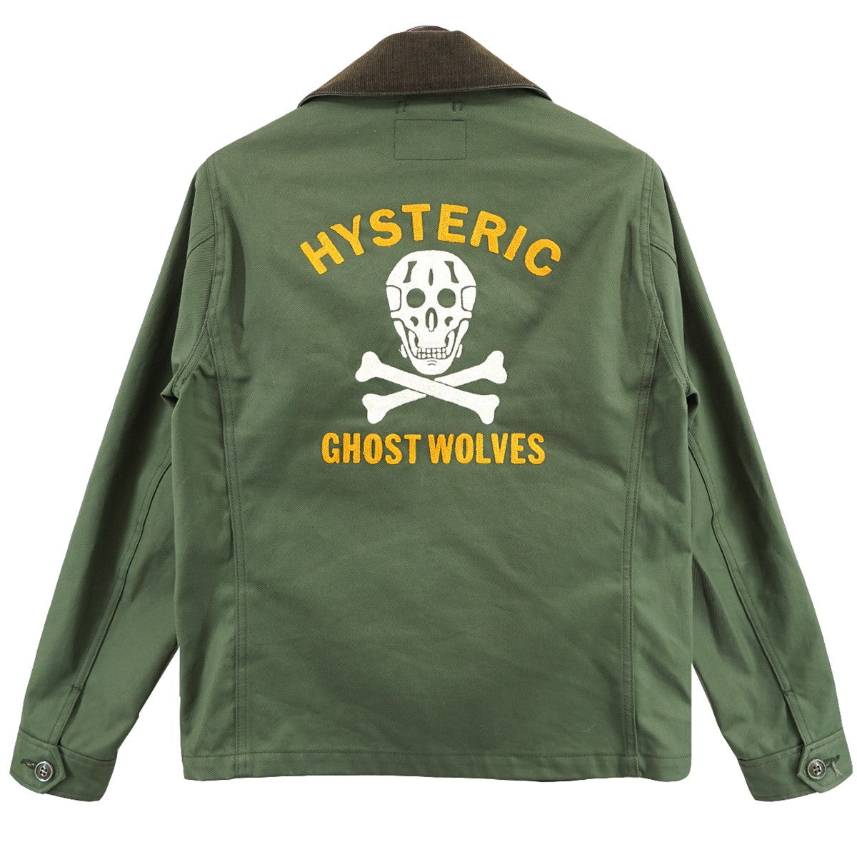 Hysteric Glamour(ヒステリックグラマー) GHOST WOLVES刺繍 チノラウンドカラー ジャケット 0233AB04 オリーブ  サイズ M｜【公式】カインドオルオンライン ブランド古着・中古通販【kindal】