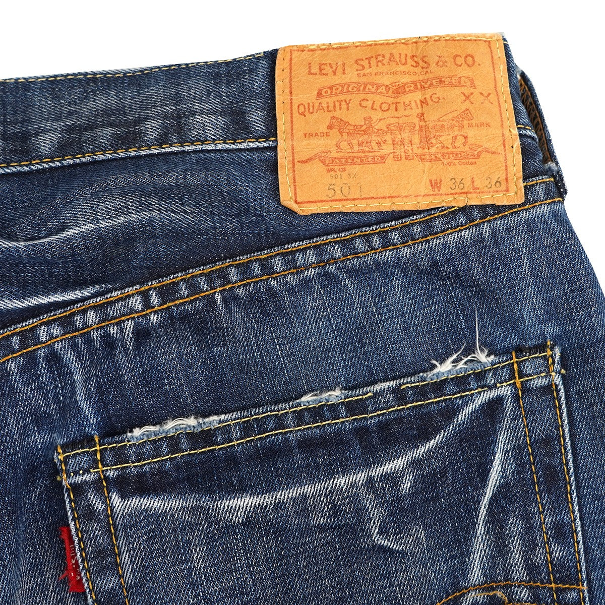 LEVI’S VINTAGE CLOTHING 古着・中古 501 XX ビッグE ダブルエックス プリント 復刻デニムパンツ