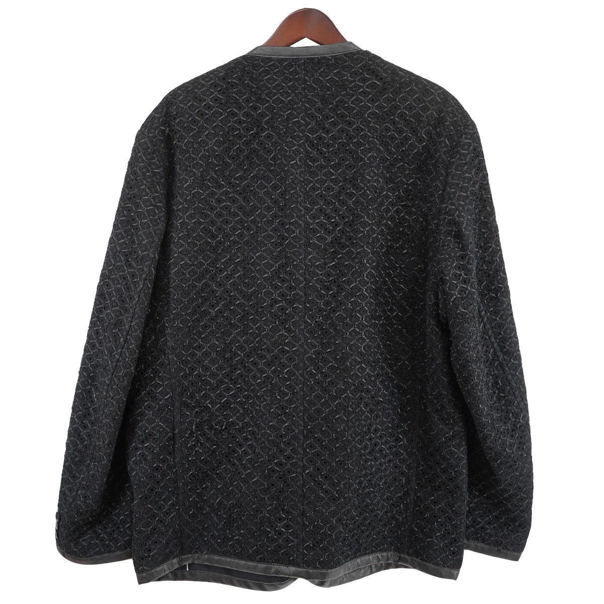 23SS バスキア レーヨンナイロンラッセルレース×ウールトロピカル 切替 グラフィック ノーカラー カラーレス  ジャケット