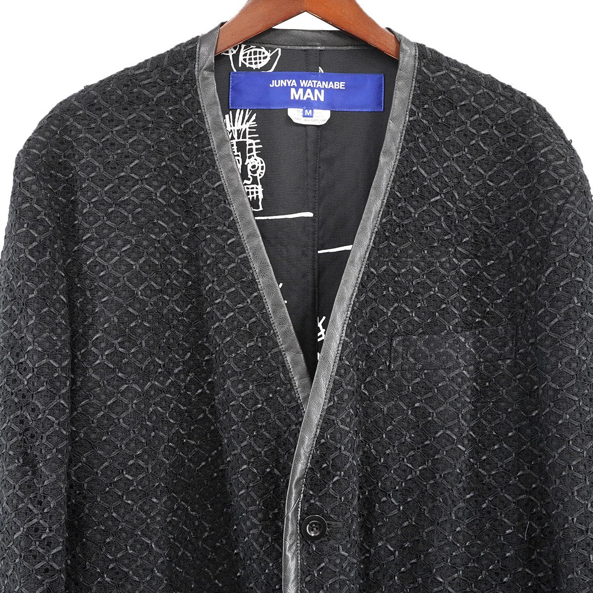 23SS バスキア レーヨンナイロンラッセルレース×ウールトロピカル 切替 グラフィック ノーカラー カラーレス  ジャケット