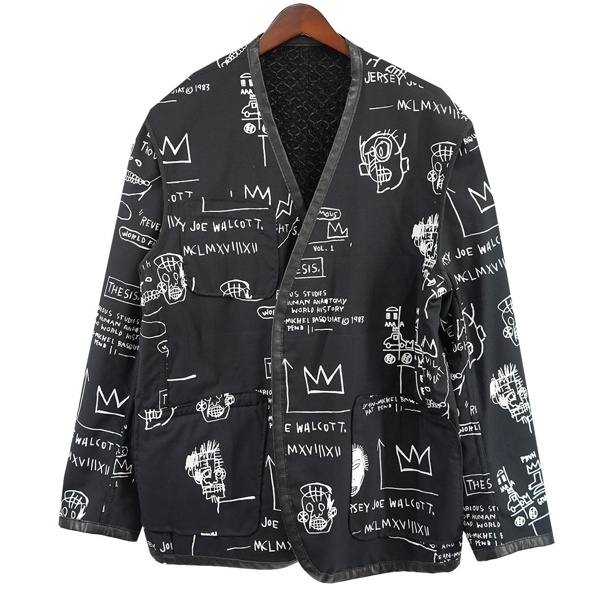 23SS バスキア レーヨンナイロンラッセルレース×ウールトロピカル 切替 グラフィック ノーカラー カラーレス  ジャケット