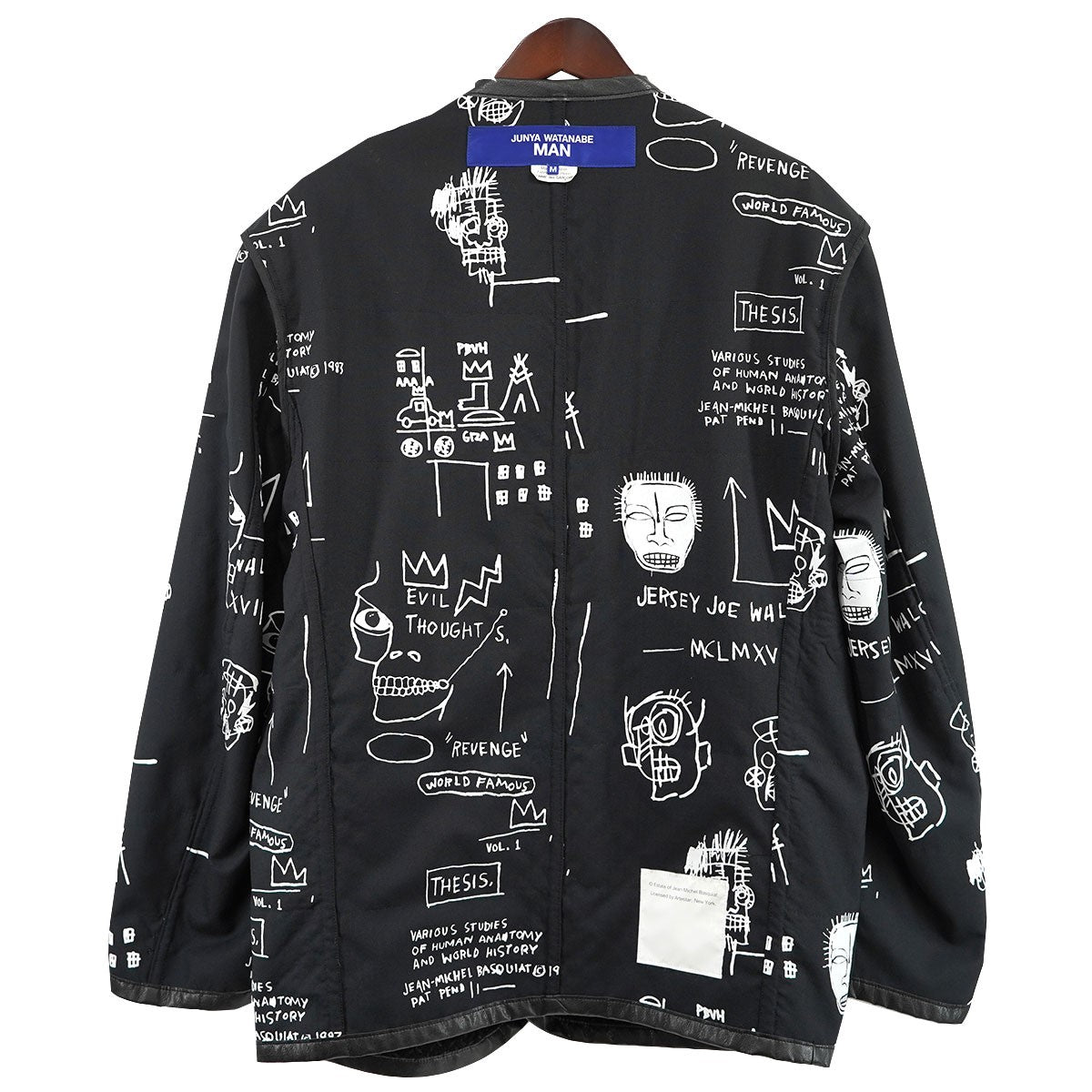 23SS バスキア レーヨンナイロンラッセルレース×ウールトロピカル 切替 グラフィック ノーカラー カラーレス  ジャケット