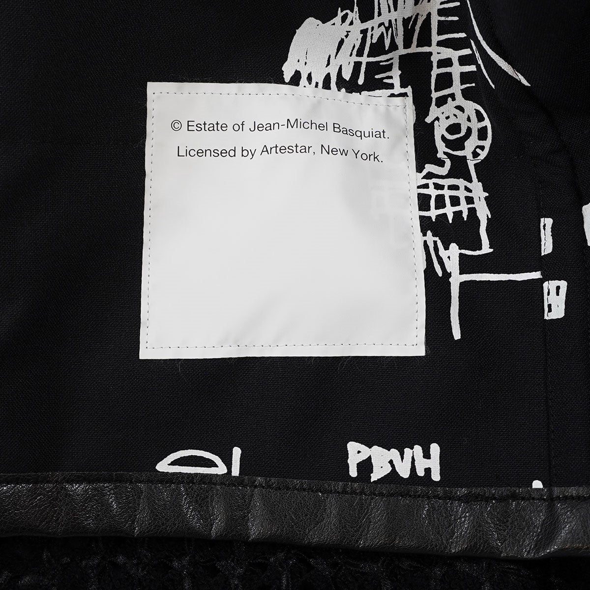 23SS バスキア レーヨンナイロンラッセルレース×ウールトロピカル 切替 グラフィック ノーカラー カラーレス  ジャケット