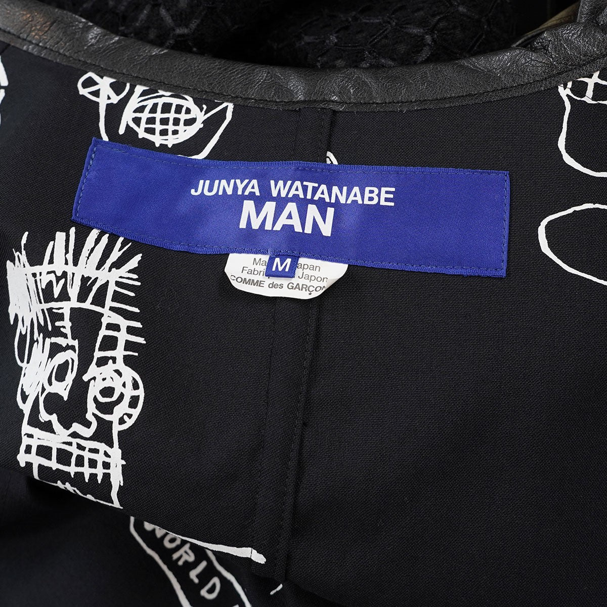 23SS バスキア レーヨンナイロンラッセルレース×ウールトロピカル 切替 グラフィック ノーカラー カラーレス  ジャケット