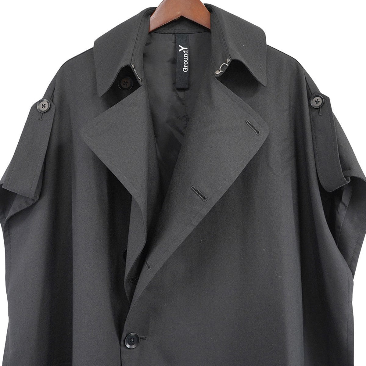 Ground Y (Yohji Yamamoto)(グラウンドワイ (ヨウジヤマモト）) 22SS T／W Gabardine Cape Coat  ケープ スリーブレスオーバーサイズコート