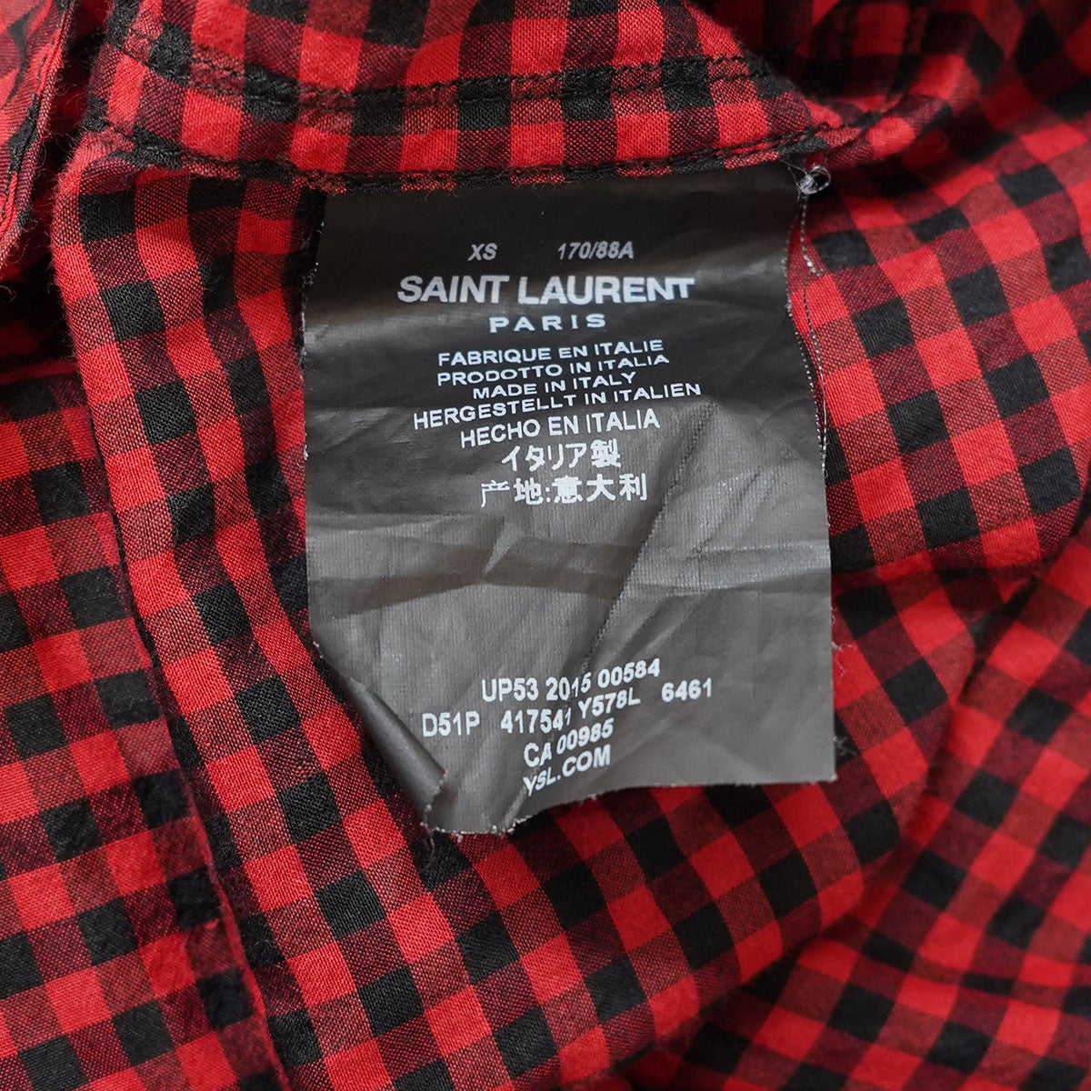 Saint Laurent Paris(サンローランパリ) エディ期 シルク混 ウエスタンギンガムチェックシャツ 417541 Y578L レッド  サイズ XS｜【公式】カインドオルオンライン ブランド古着・中古通販【kindal】