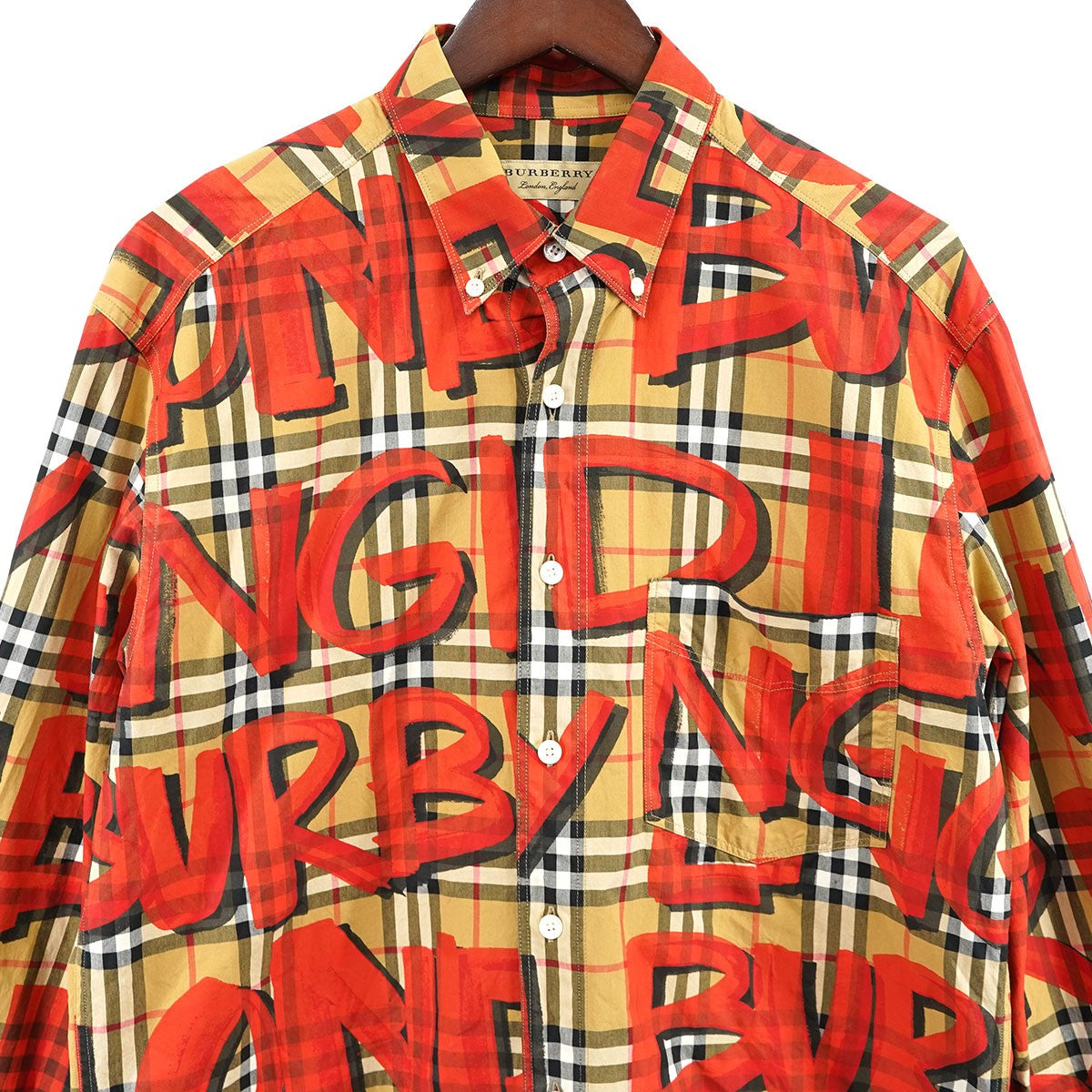 BURBERRY(バーバリー) Graffiti Print Vintage Check Shirt グラフィティ ペイント シャツ 8002928  ブラウン×レッド サイズ M｜【公式】カインドオルオンライン ブランド古着・中古通販【kindal】