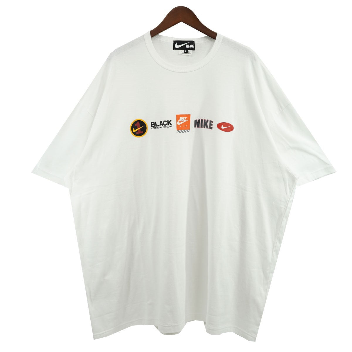 BLACK COMME DES GARCONS×NIKE 24SS綿天竺 NIKE ロゴ オーバーサイズ Tシャツ 1M-T105 AD2023  ホワイト サイズ L｜【公式】カインドオルオンライン ブランド古着・中古通販【kindal】