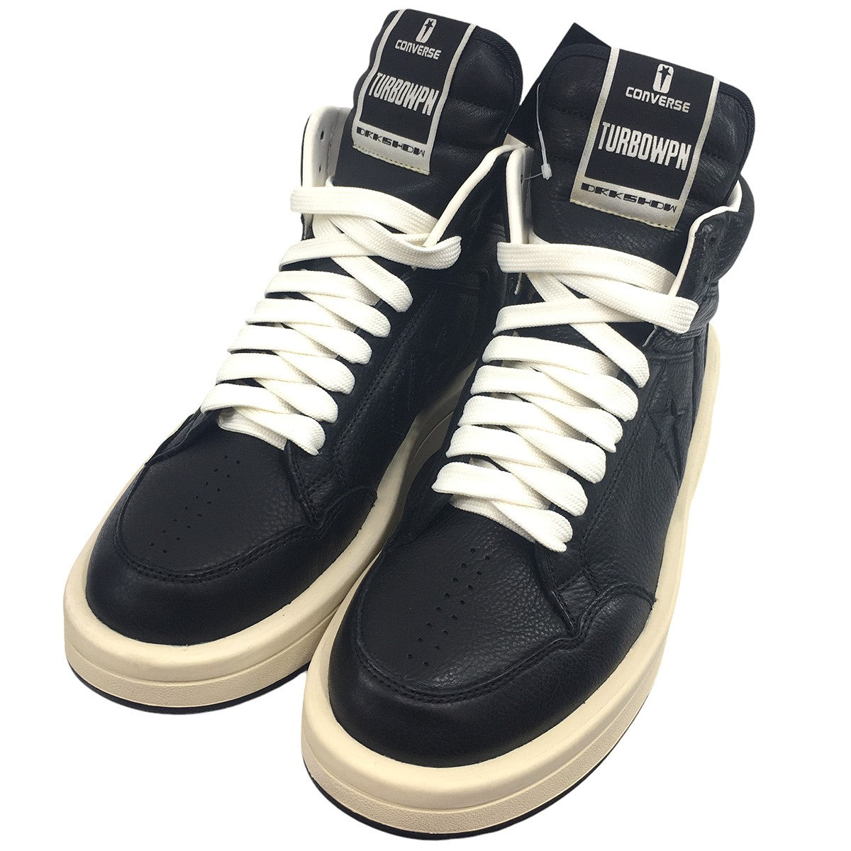 DRKSHDW (RICK OWENS) 古着・中古 ダークシャドー (リックオウエンス)のTURBOWPN Mid ターボウェポン レザー ボリューム ソール ロゴ スニーカー シューズ 靴です。