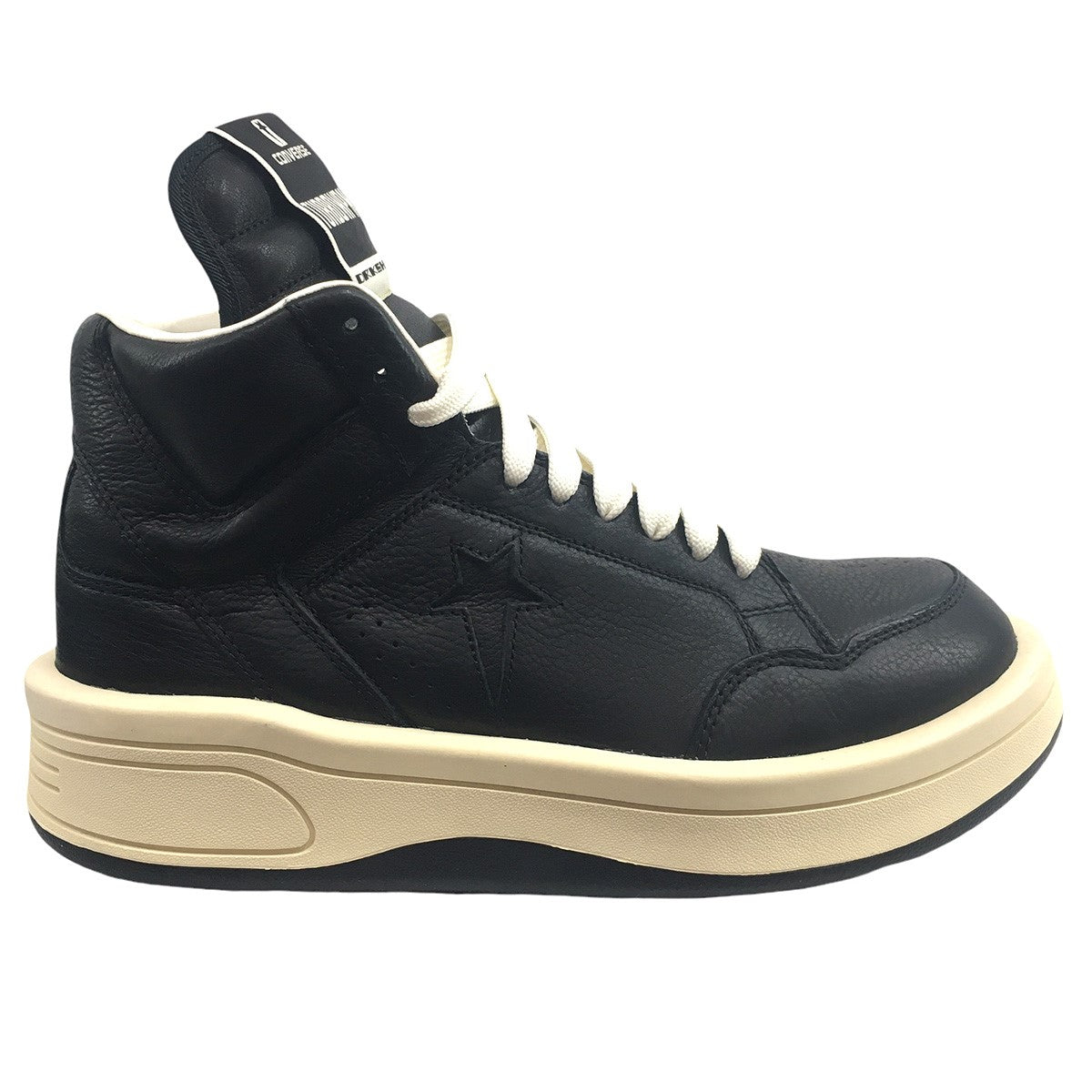 DRKSHDW (RICK OWENS) 古着・中古 ダークシャドー (リックオウエンス)のTURBOWPN Mid ターボウェポン レザー ボリューム ソール ロゴ スニーカー シューズ 靴です。