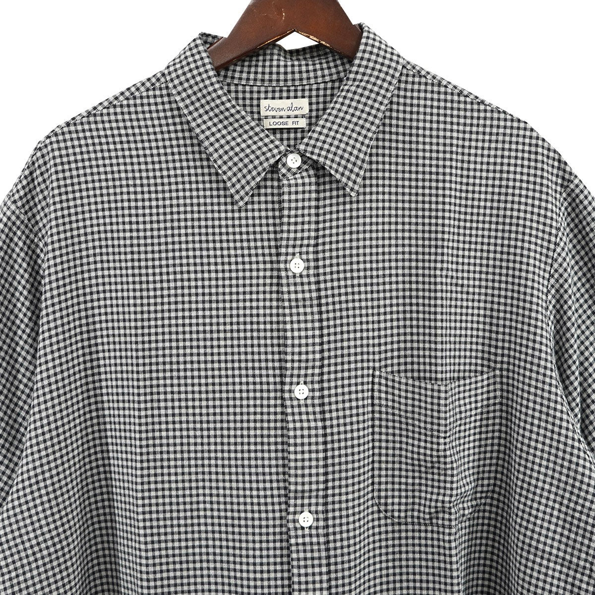 STEVEN ALAN(スティーヴンアラン) GINGHAM CHECK REGULAR COLLAR SHORT SLEEVE SHIRT