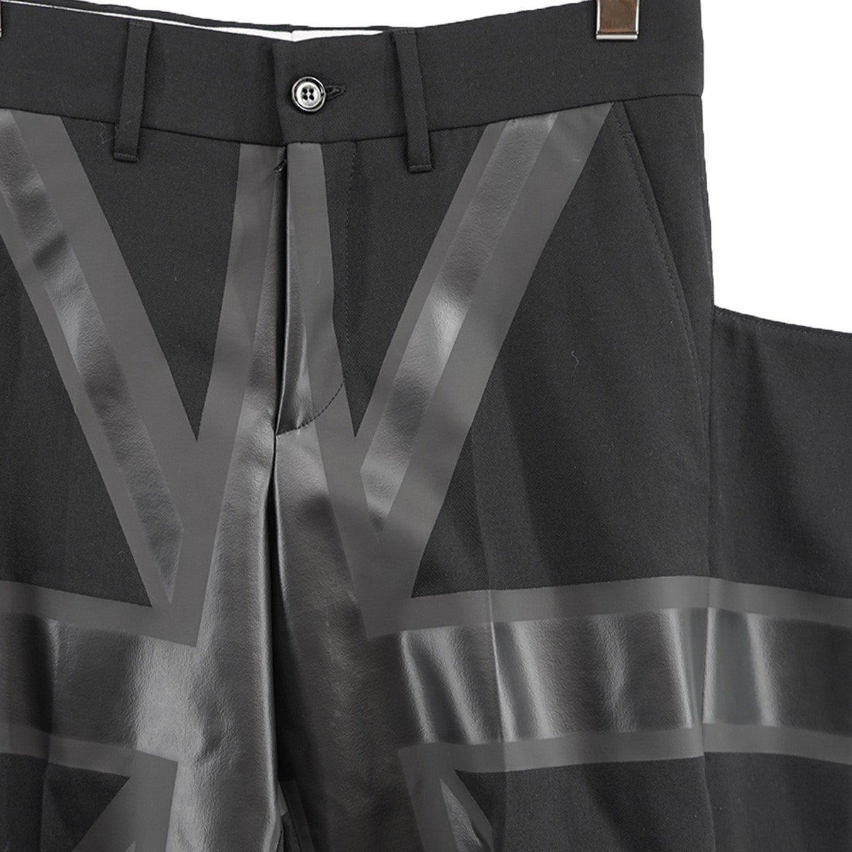 Black Union Jack Fringe Detail Wool Shortsユニオンジャック フリンジ デザイン ハーフパンツ ショーツ
