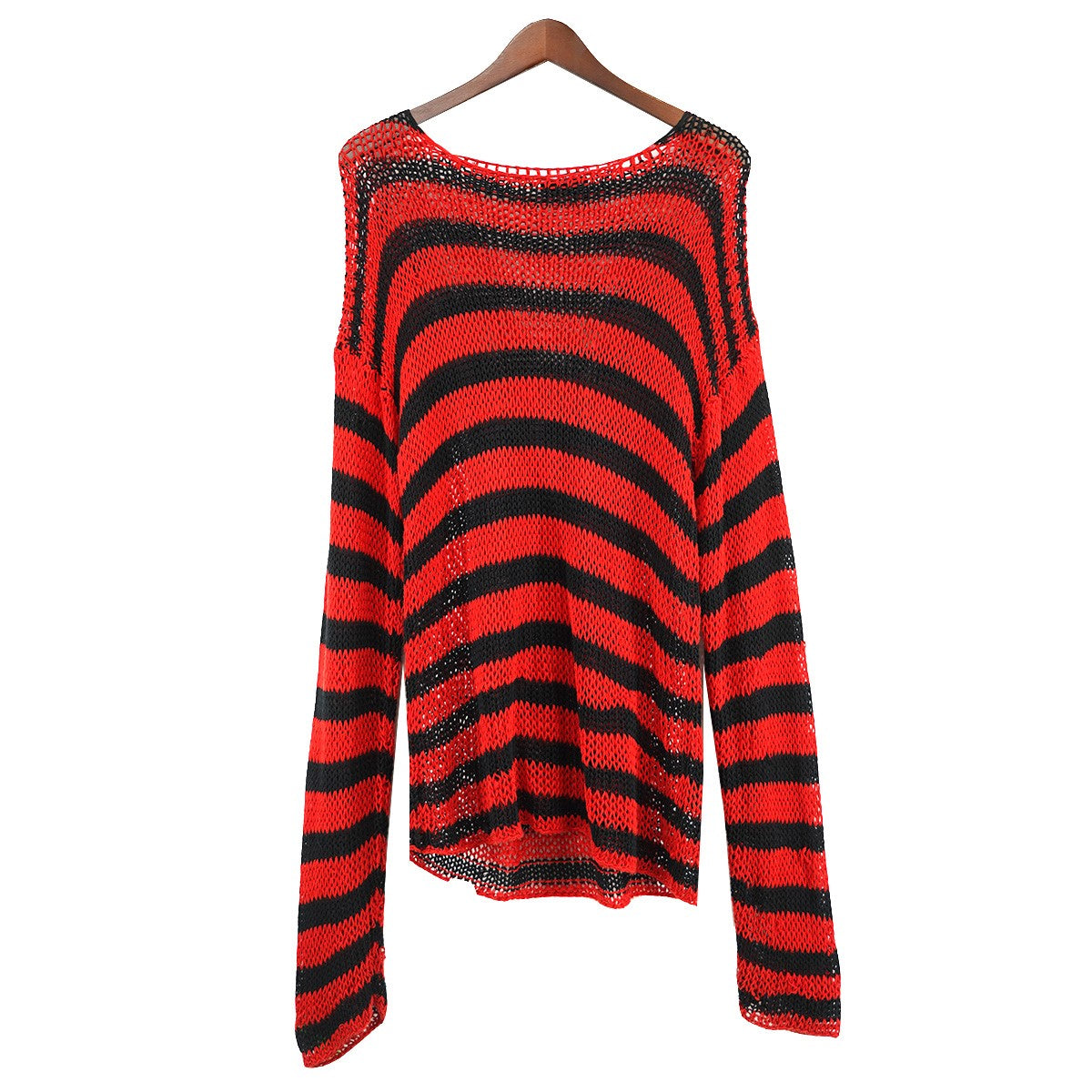 SS97 Striped Open Knit Cotton Sweaterストライプ ボーダー コットン ローゲージ ニット セーター