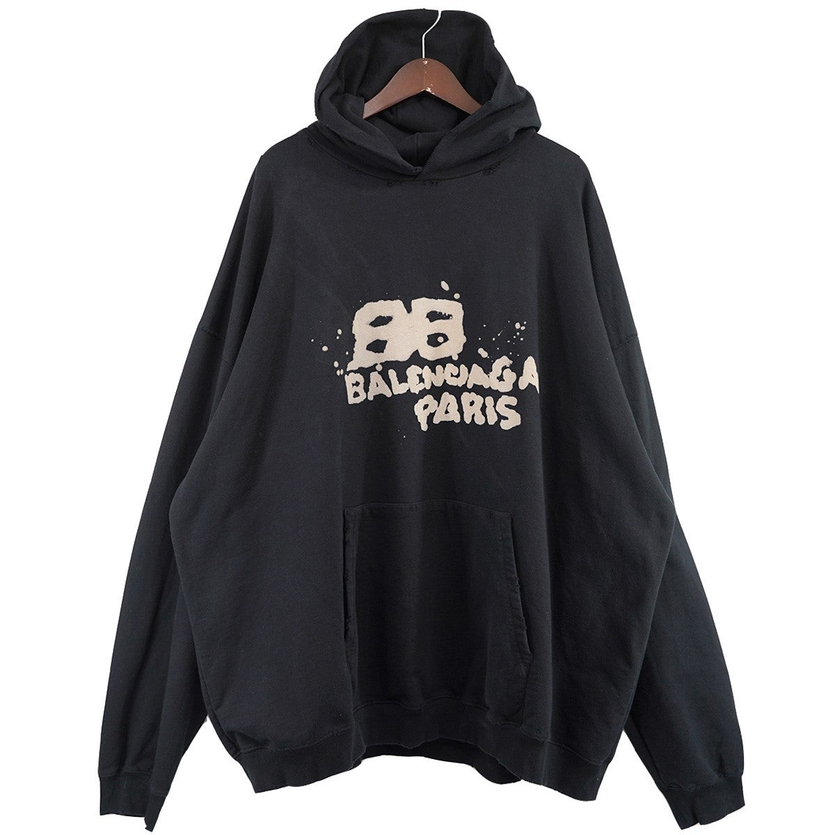 BALENCIAGA(バレンシアガ) 23SS HAND-DRAWN BB ICON HOODIE ロゴ パーカー 620973 TNVQ1 ブラック  サイズ M｜【公式】カインドオルオンライン ブランド古着・中古通販【kindal】