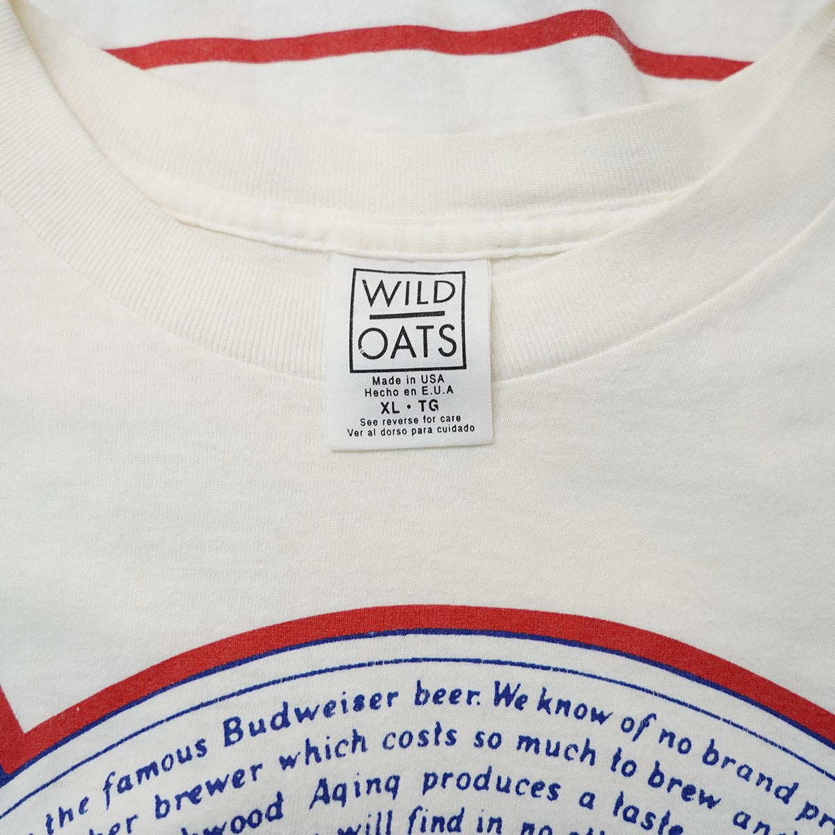 VINTAGE(ヴィンテージ) 90s WILD OATS BUDWEISER バドワイザー ロゴ Tシャツ ホワイト サイズ  XL｜【公式】カインドオルオンライン ブランド古着・中古通販【kindal】