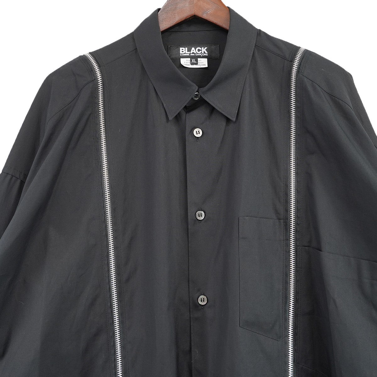 BLACK COMME des GARCONS(ブラックコムデギャルソン) 24AW Zip-Off Panel Shirt ジップ オーバーサイズ  ワイド シャツ 1N-B004-052 ブラック サイズ XL｜【公式】カインドオルオンライン ブランド古着・中古通販【kindal】