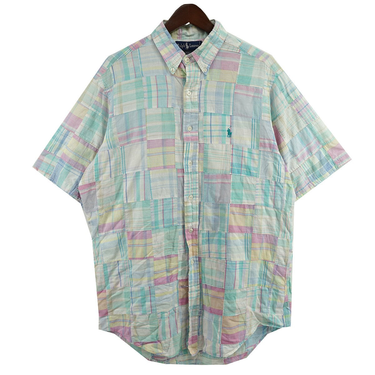 【タグ付き新品】ラルフローレン　パッチワークチェックシャツ 定価17000円 ラルフローレンRALPH LAUREN ポニーワンポイント刺繍パッチ