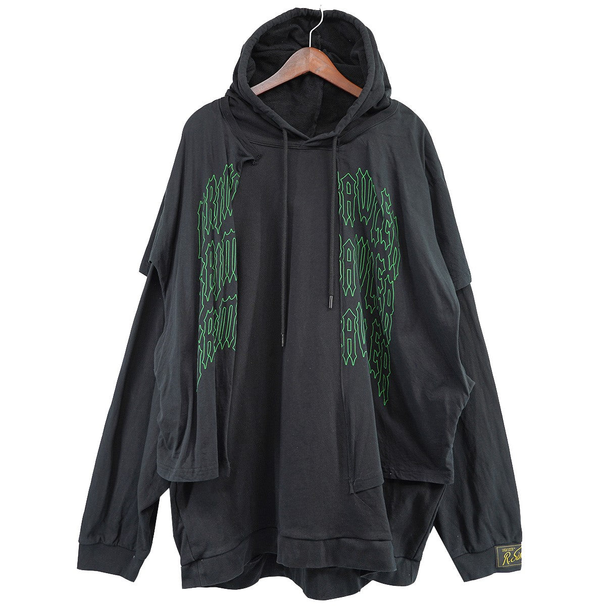 RAF SIMONS(ラフシモンズ) 22SS Hoodie doubled with printed T-shirt ドッキングパーカー  221-175A 19003-0099 定価119900円 ブラック サイズ M｜【公式】カインドオルオンライン ブランド古着・中古通販【kindal】