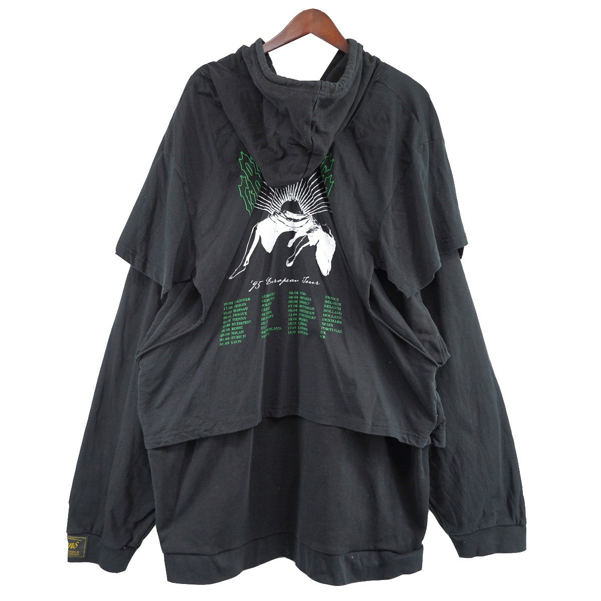 RAF SIMONS(ラフシモンズ) 22SS Hoodie doubled with printed T-shirt ドッキングパーカー  221-175A 19003-0099 定価119900円 ブラック サイズ M｜【公式】カインドオルオンライン ブランド古着・中古通販【kindal】