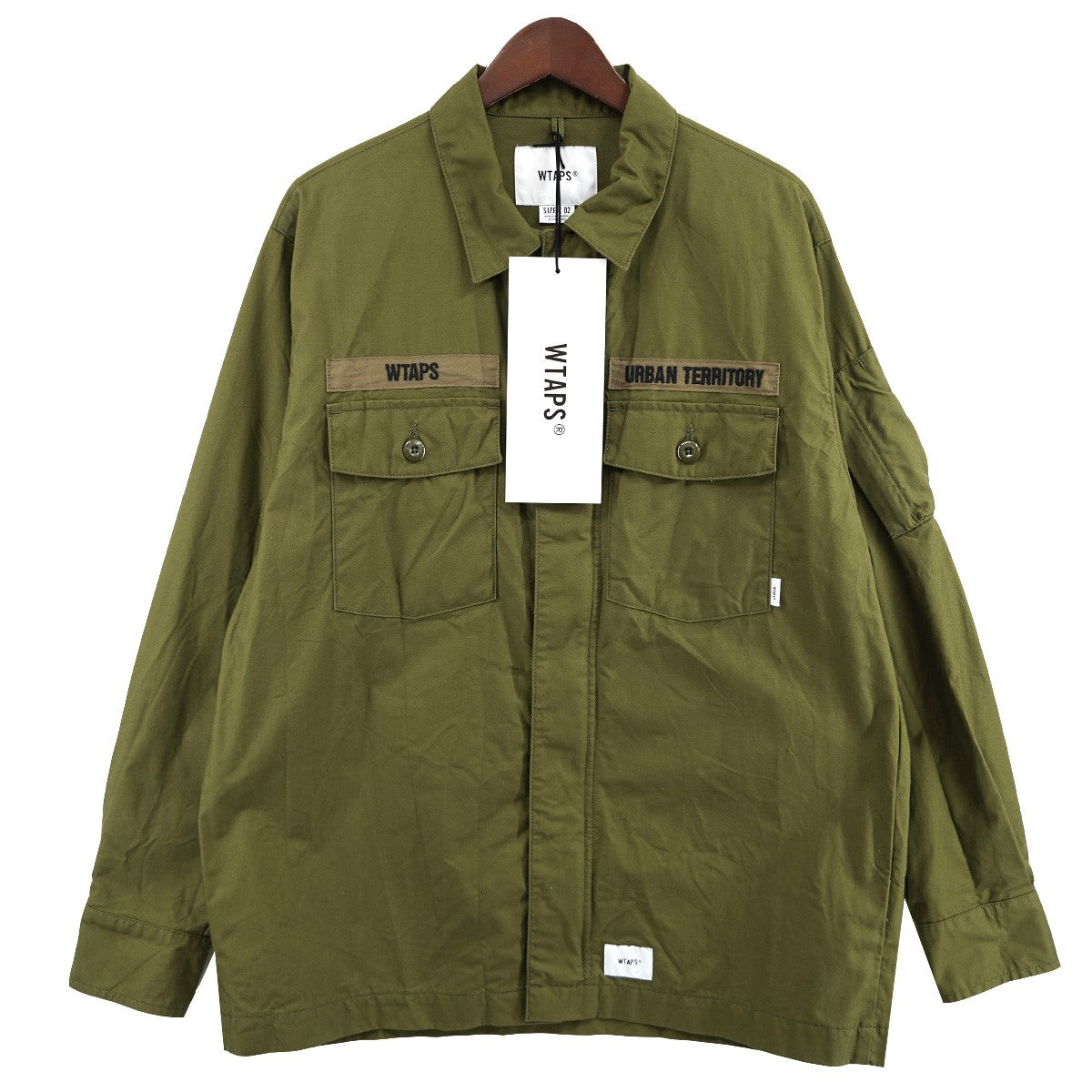 WTAPS(ダブルタップス) 21SS FLYERS／LS／COTTON．WEATHER ロゴ ミリタリーシャツ 211BRDT-SHM03 オリーブ  サイズ X02｜【公式】カインドオルオンライン ブランド古着・中古通販【kindal】