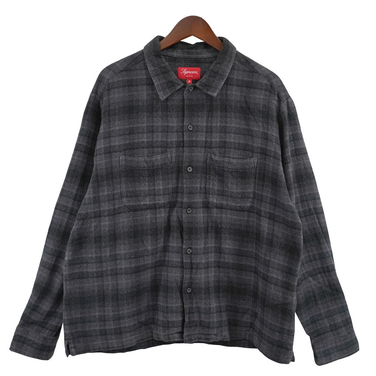 Supreme(シュプリーム) 21SS Plaid Flannel Shirt プレイド チェック ロゴ フランネルシャツ ブラックグレーパープル調  サイズ M｜【公式】カインドオルオンライン ブランド古着・中古通販【kindal】