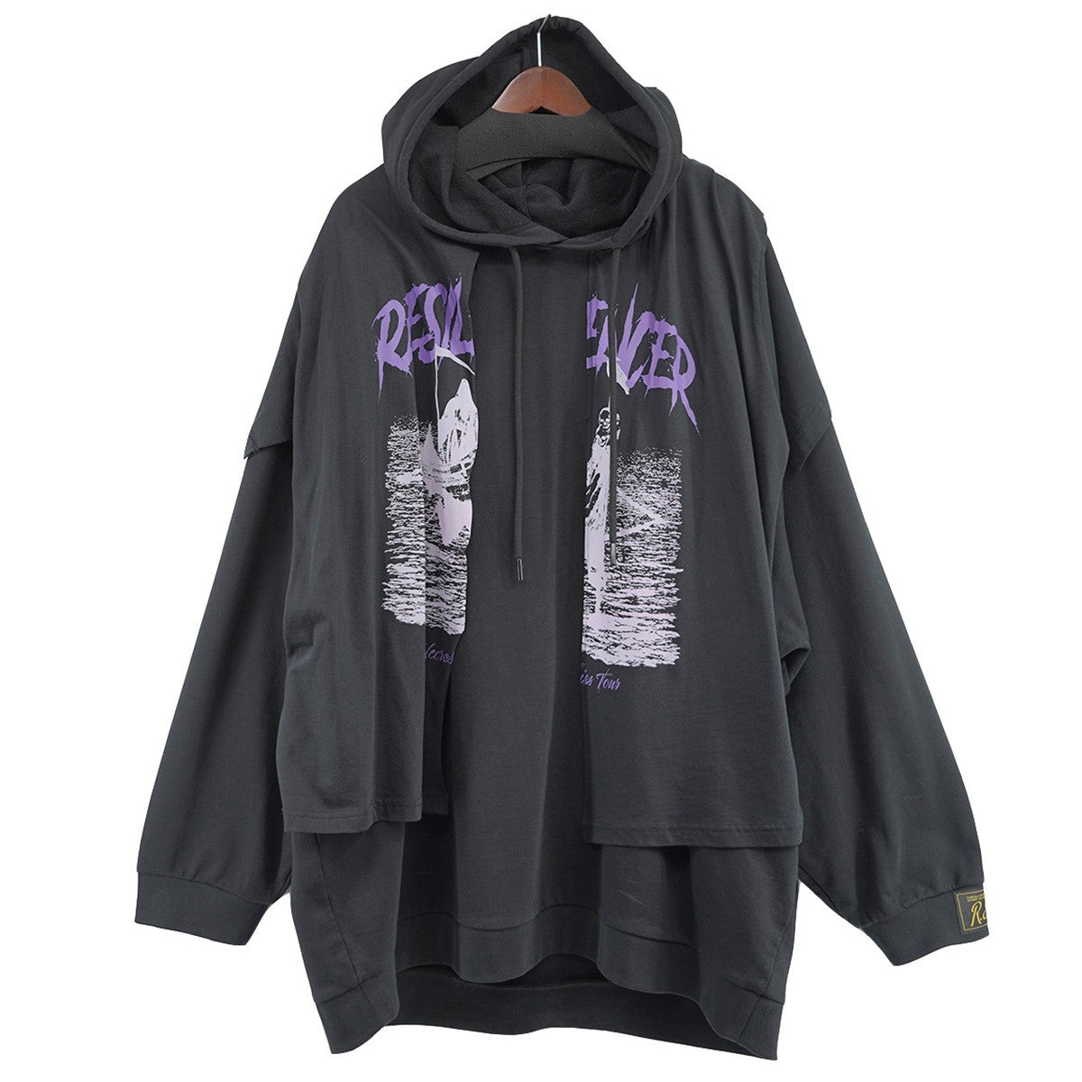 RAF SIMONS(ラフシモンズ) 22SS Hoodie Doubled With Printed Resilencer パーカー  221-175B 19003-0099 定価130900円 ブラック サイズ M｜【公式】カインドオルオンライン ブランド古着・中古通販【kindal】