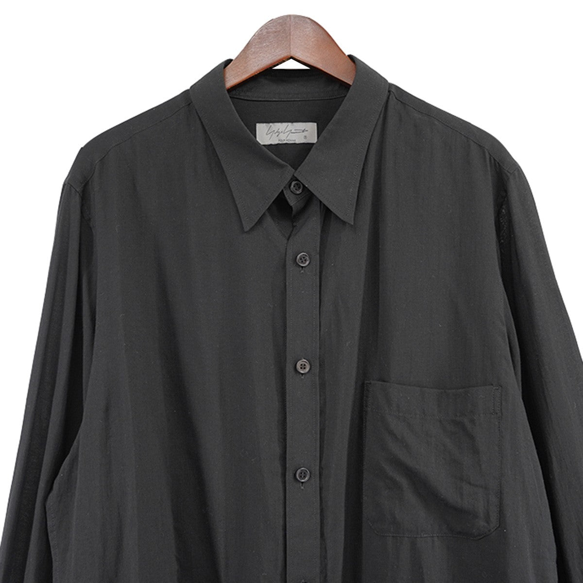 YohjiYamamoto pour homme(ヨウジヤマモトプールオム) 23SS CELLULOSE LAWN A-HEM EDGED SHIRT  COLLAR HZ-B24-212 定価49500円 ブラック サイズ 3｜【公式】カインドオルオンライン ブランド古着・中古通販【kindal】