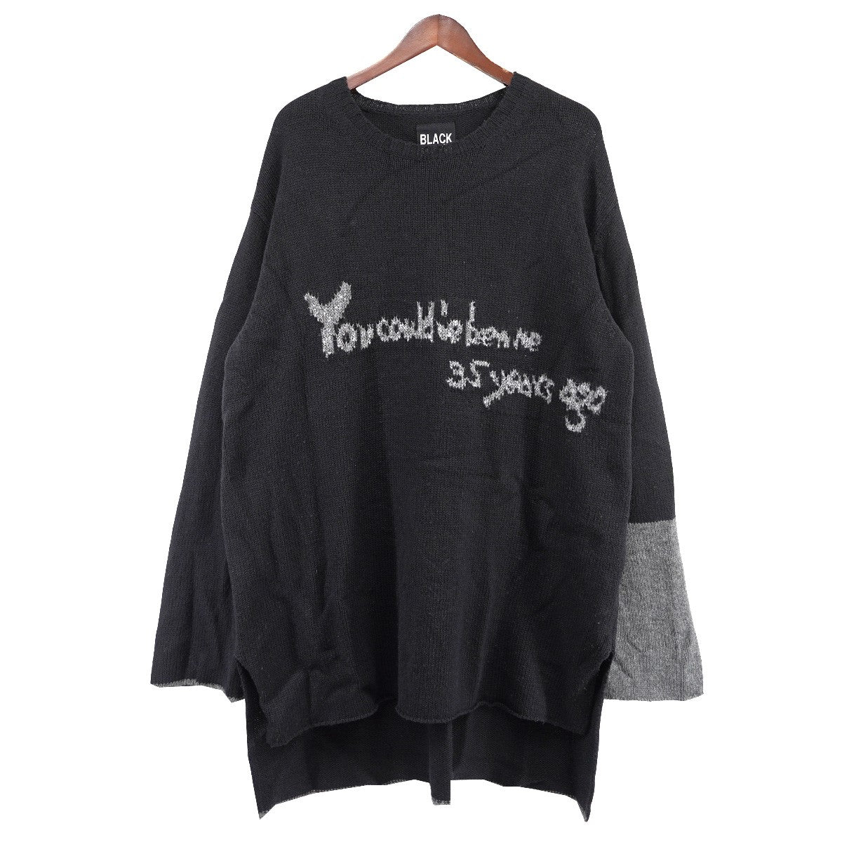 BLACK Scandal Yohji Yamamoto(ブラックスキャンダル ヨウジヤマモト) 19AW インターシャメッセージニット セーター  HC-K03-194 ブラック サイズ 3｜【公式】カインドオルオンライン ブランド古着・中古通販【kindal】