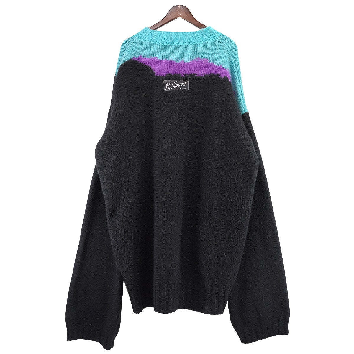 RAF SIMONS(ラフシモンズ) 21AW Boiled Knit Sweater オーバーサイズ ロゴ パッチ ボイルド ニット マルチカラー サイズ:1 (オーバーサイズ) メンズ ニット・セーター・カーディガン 中古・古着