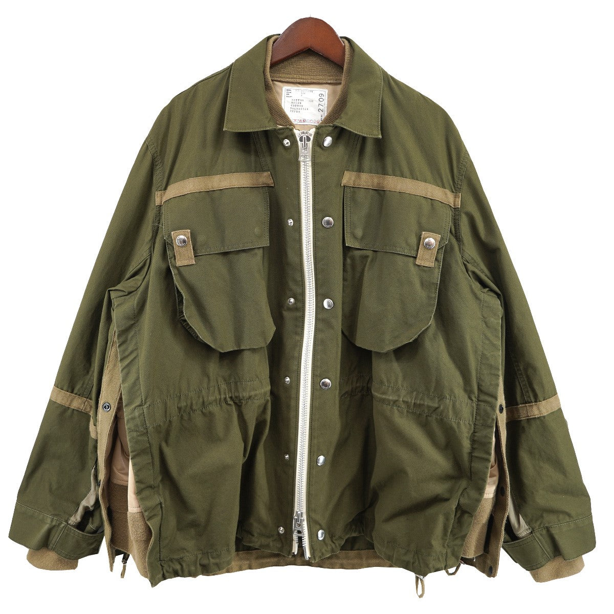 sacai(サカイ) 22SS Nylon Twill Mix Blouson ドッキング レイヤード ブルゾン 22-02709M オリーブ サイズ  3｜【公式】カインドオルオンライン ブランド古着・中古通販【kindal】