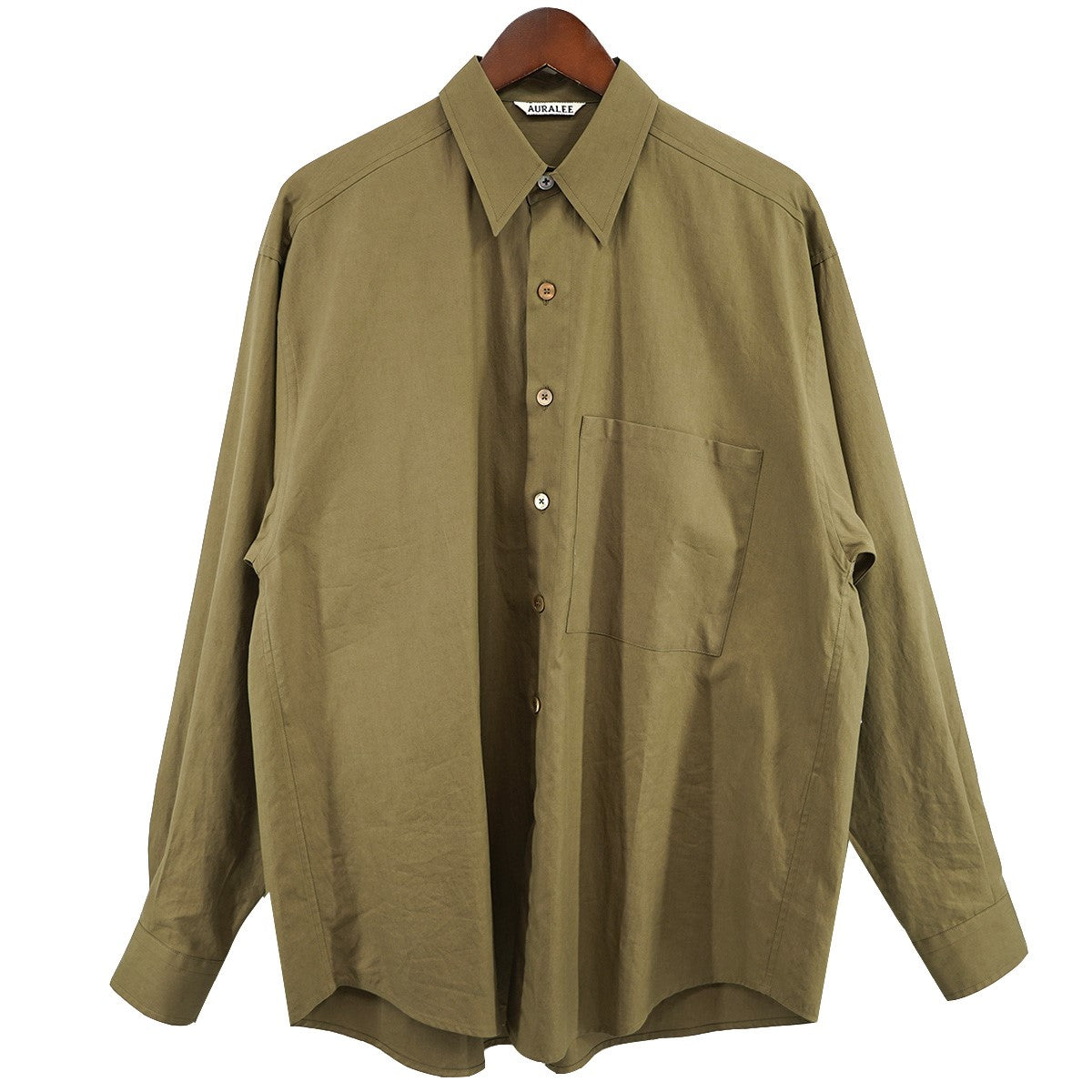 AURALEE(オーラリー) 24SS WASHED FINX TWILL BIG SHIRT ウォッシュド ツイル ビッグシャツ A24AS02TN  定価 33000円 カーキ調 サイズ 3｜【公式】カインドオルオンライン ブランド古着・中古通販【kindal】