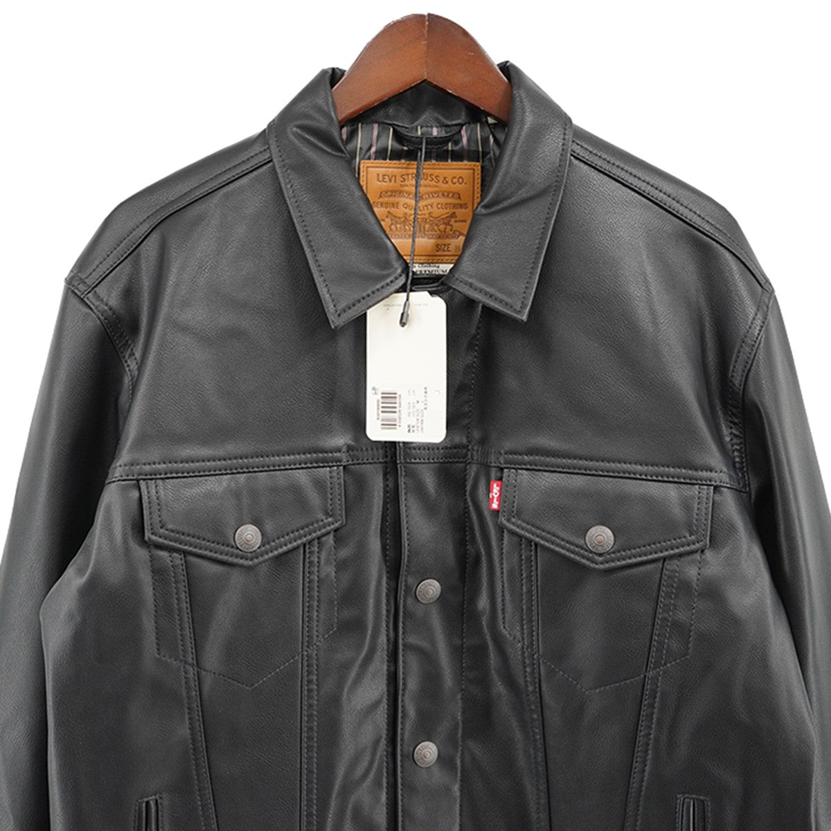 LEATHER TRUCKER JACKET フェイクレザートラッカージャケット