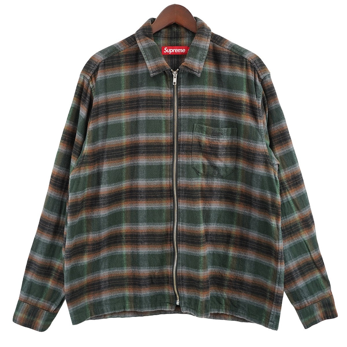 24SS Shadow Plaid Flannel Zip Shirt シャドー チェック シャツ