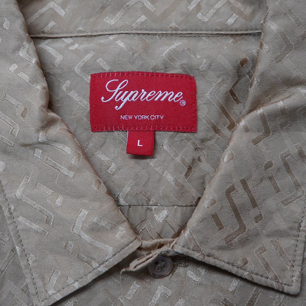 トップス Supreme Tonal Monogram Silk S/S Shirt M Tonal Monogram Silk S/S Shirt – Supreme