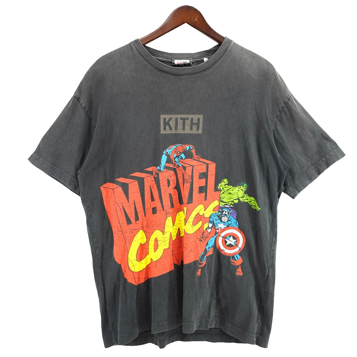 Marvel x Kith Spider-Man Avengers Vintage Teeヴィンテージ 加工 スパイダーマン ロゴ アベンジャーズ Tシャツ