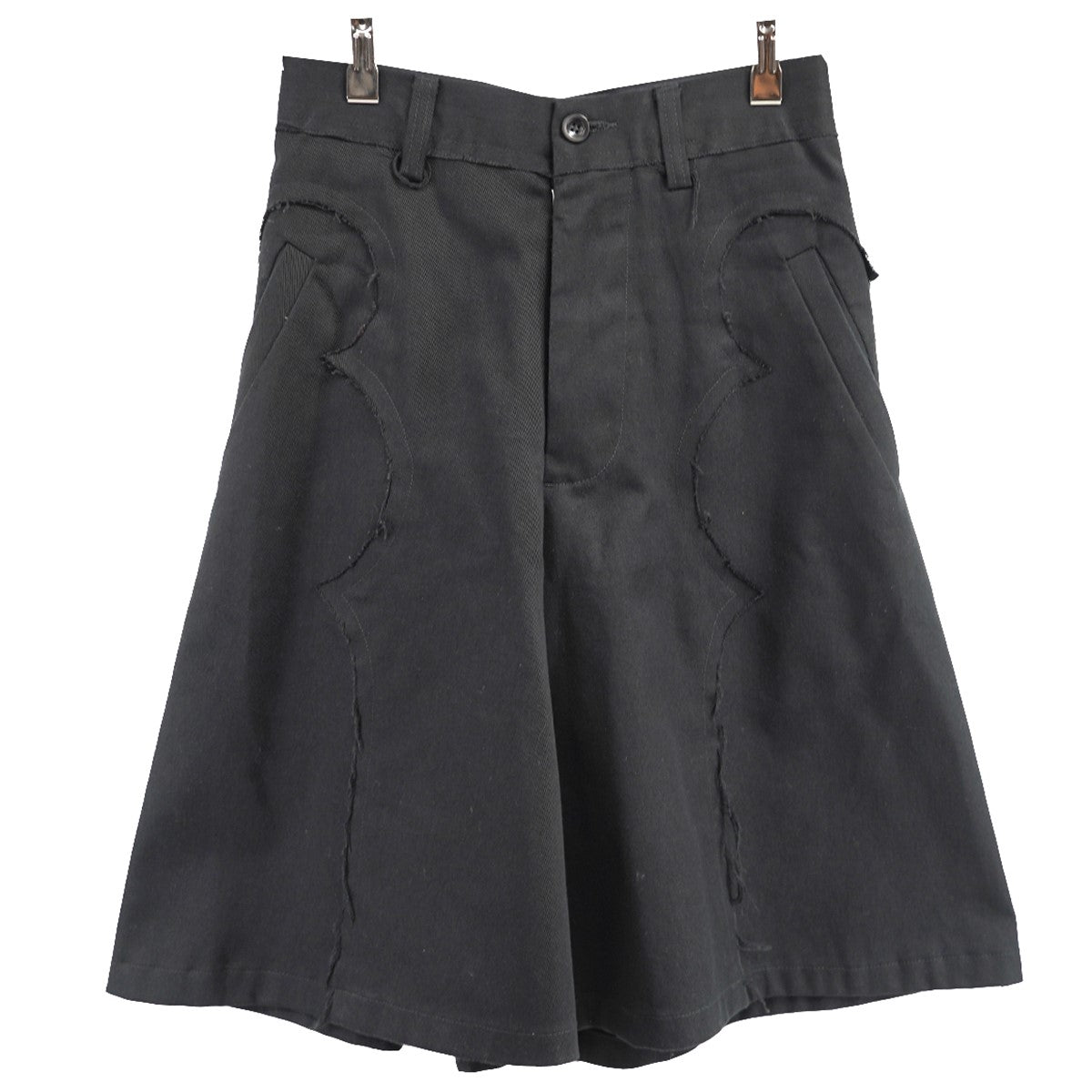 24SS Yoke Shorts Blackヨーク ワイド バギー ショーツ 四つ糸 フォーステッチ ハーフパンツ